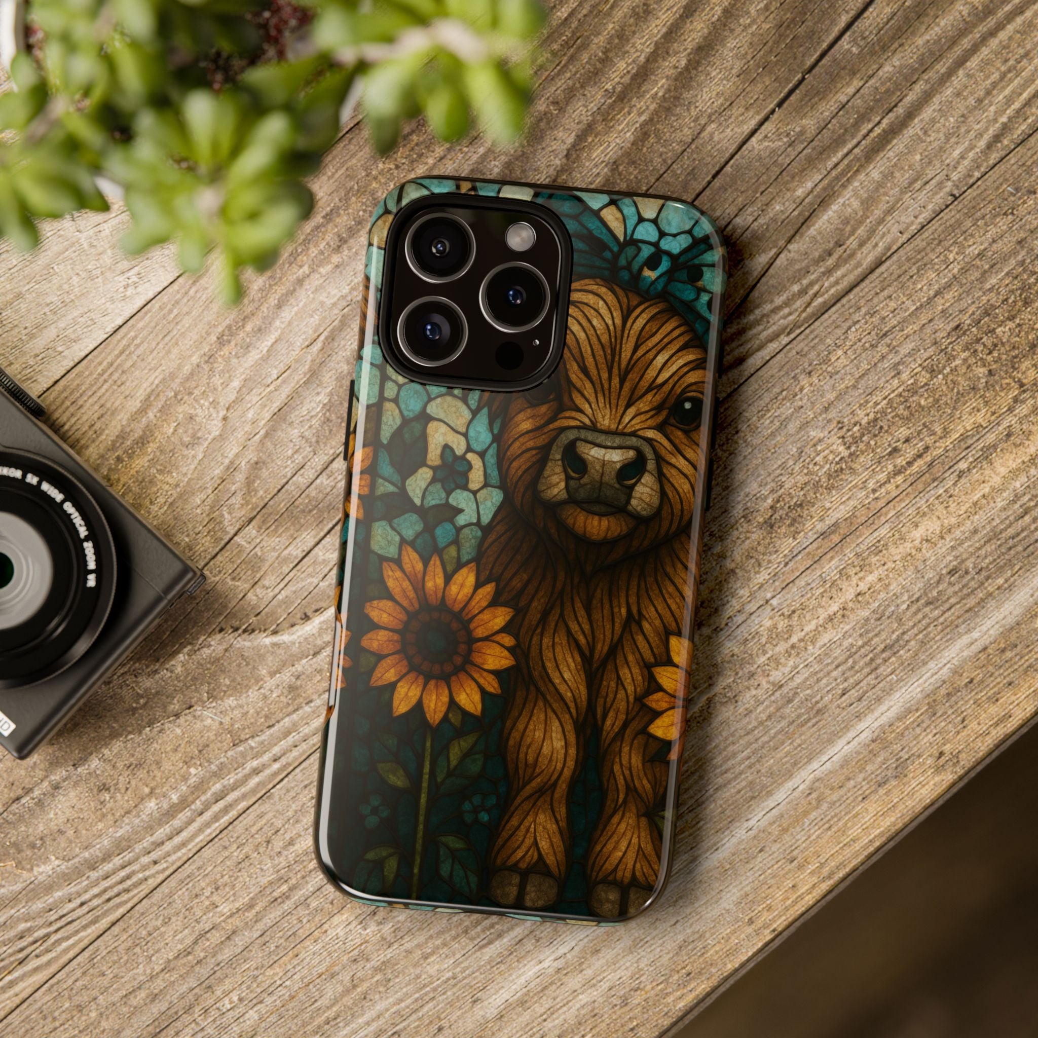 Stained Glass Baby Cow Phone Case – Sunflower Farmhouse Animal Design