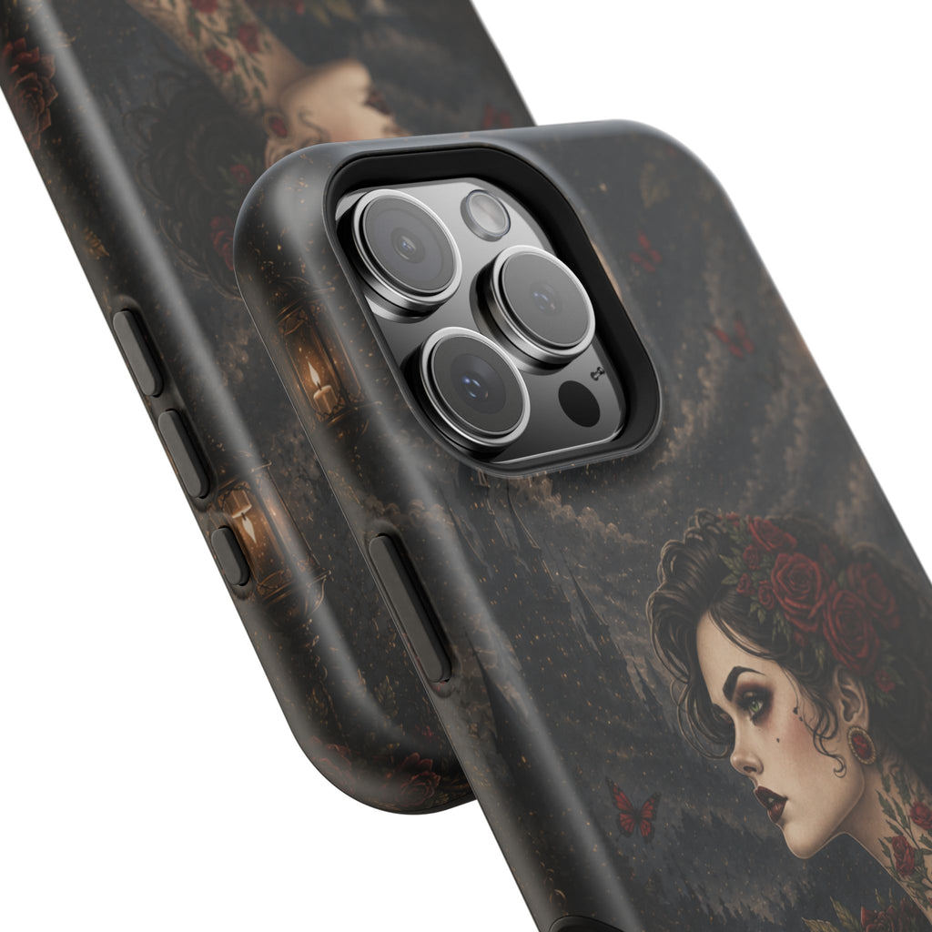 Gothic Rose Portrait Phone Case – Dark Romance MagSafe-Compatible Cover