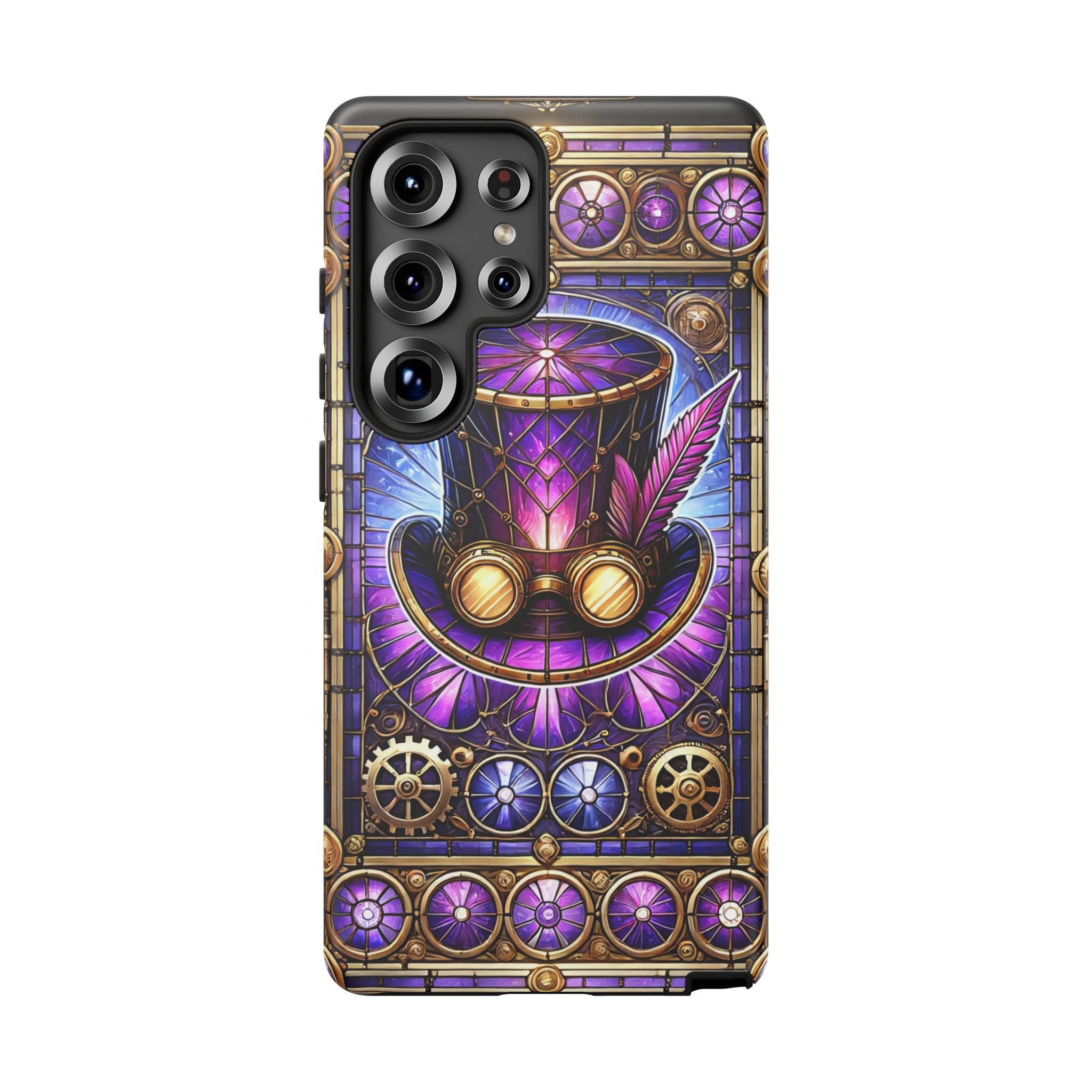 Stained Glass Steampunk Android Phone Case – 3D Full-Wrap Protective Cover with TPU Liner