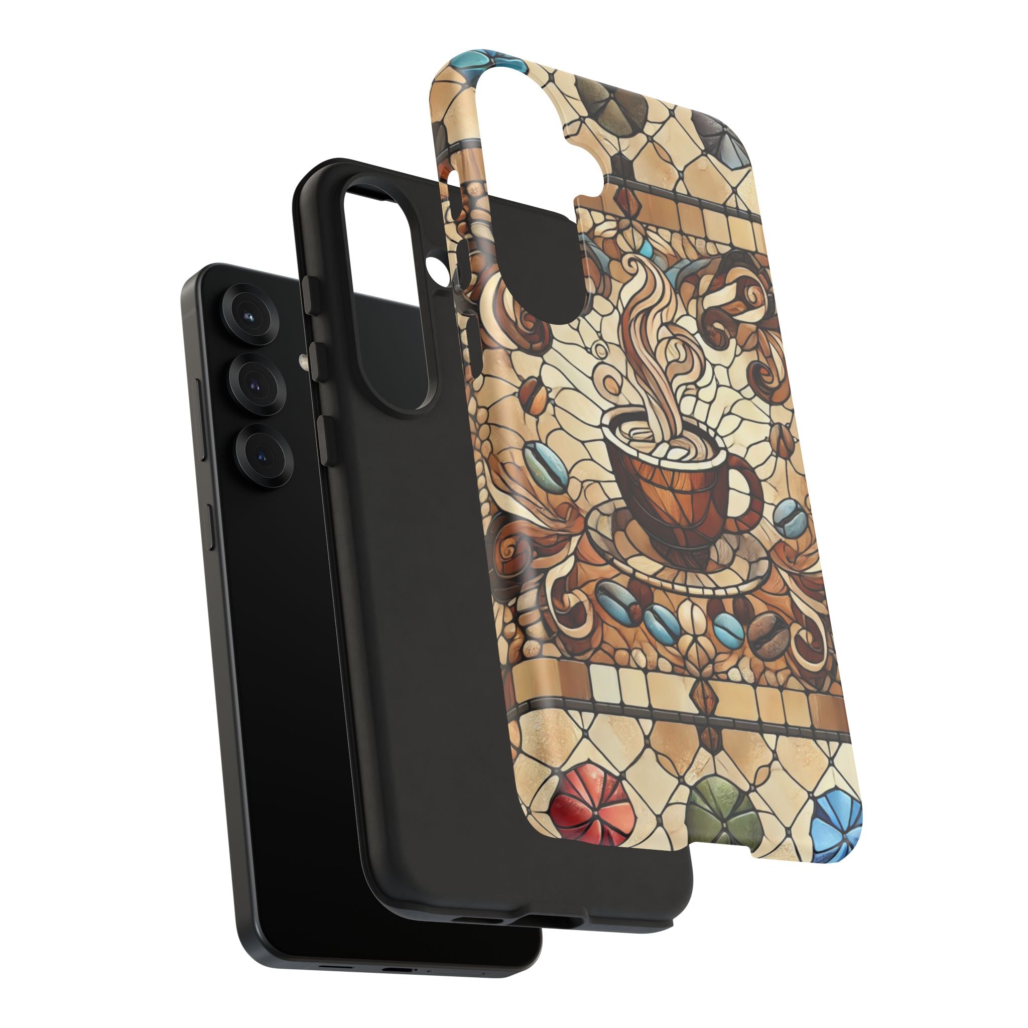 Stained Glass Coffee Android Phone Case – Shockproof TPU, 3D Wrap