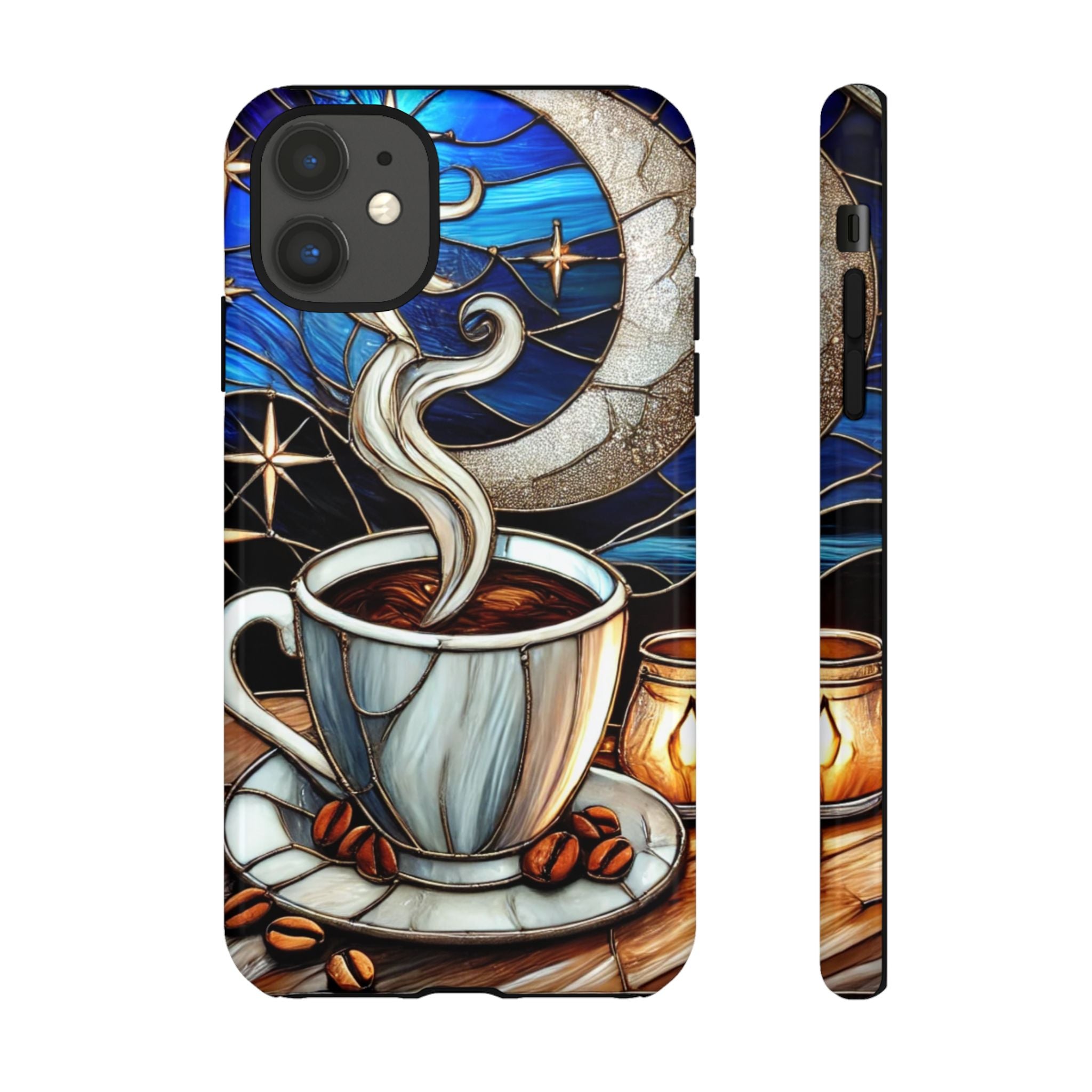 Stained Glass Coffee Phone Case – Cozy Artistic Design for Coffee Lovers