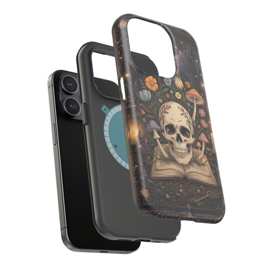 Skull & Mushroom Phone Case – Gothic MagSafe-Compatible Impact-Resistant Case