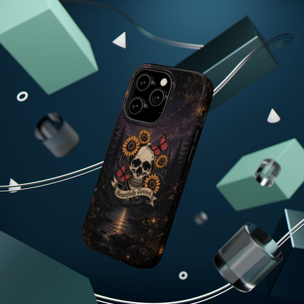 Skull, Sunflowers & Butterflies Phone Case – "Beautifully Twisted" MagSafe Cover
