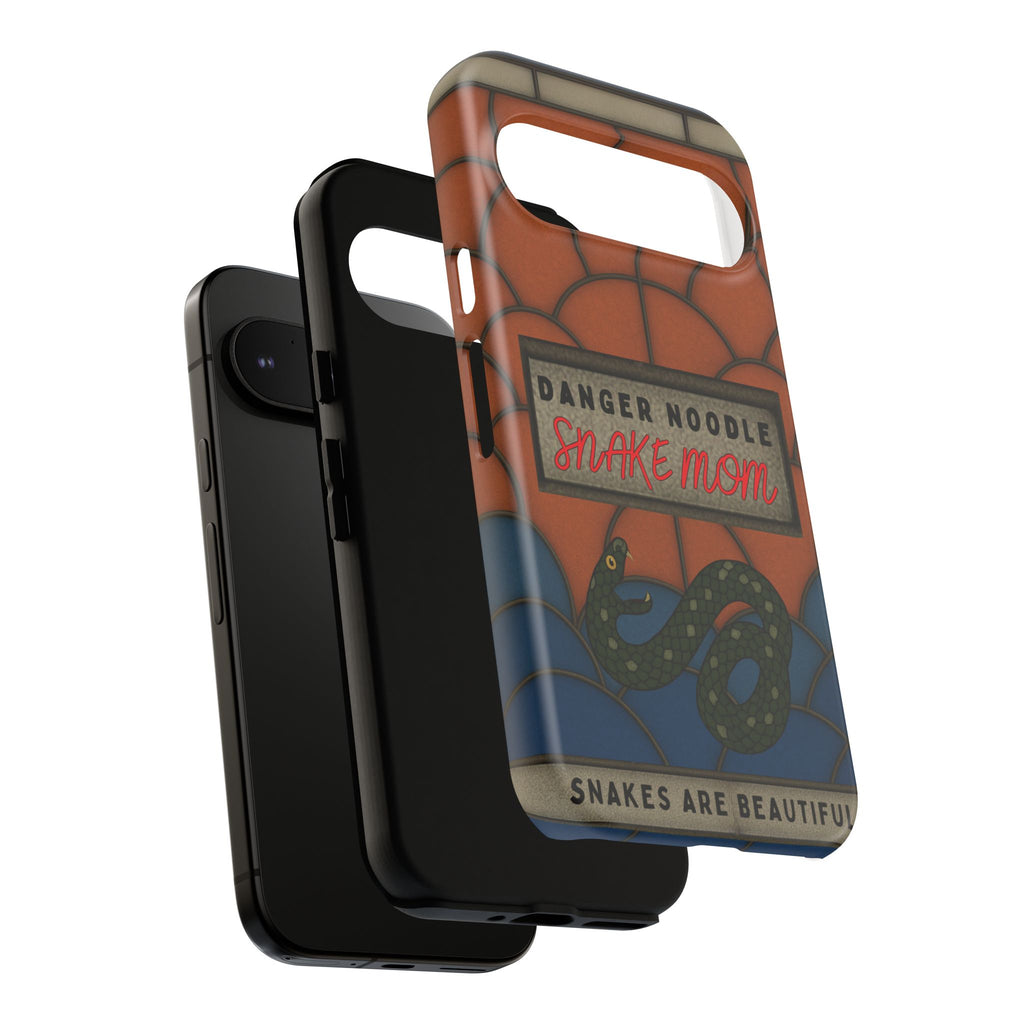 Danger Noodle Snake Mom Phone Case | Snakes Are Beautiful |Stained Glass Snake Art | Funny Snake Lover Gift |  Reptile Mom Phone Cover