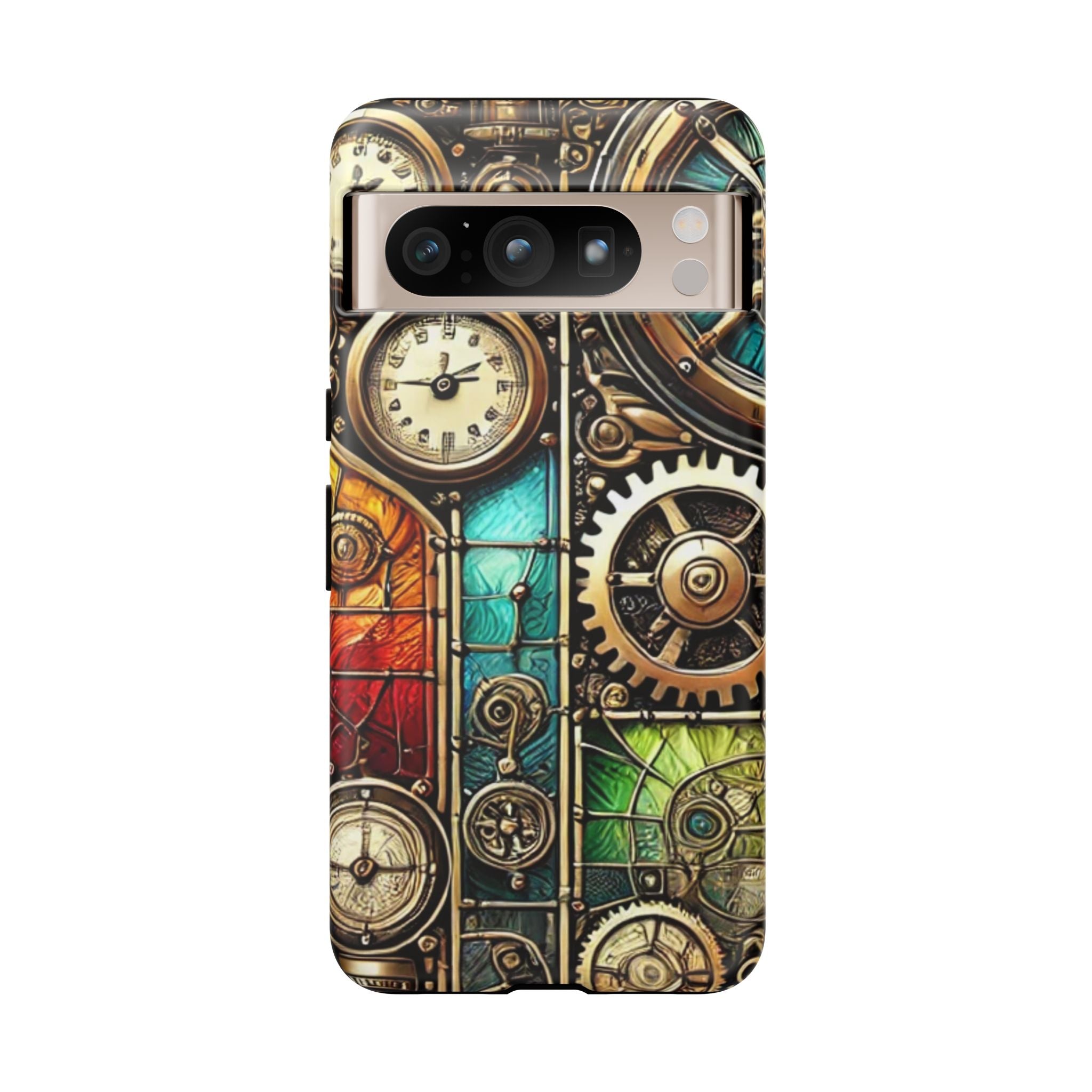 Steampunk Faux Stained Glass Android Phone Case – 3D Full-Wrap Protective Cover with TPU Liner