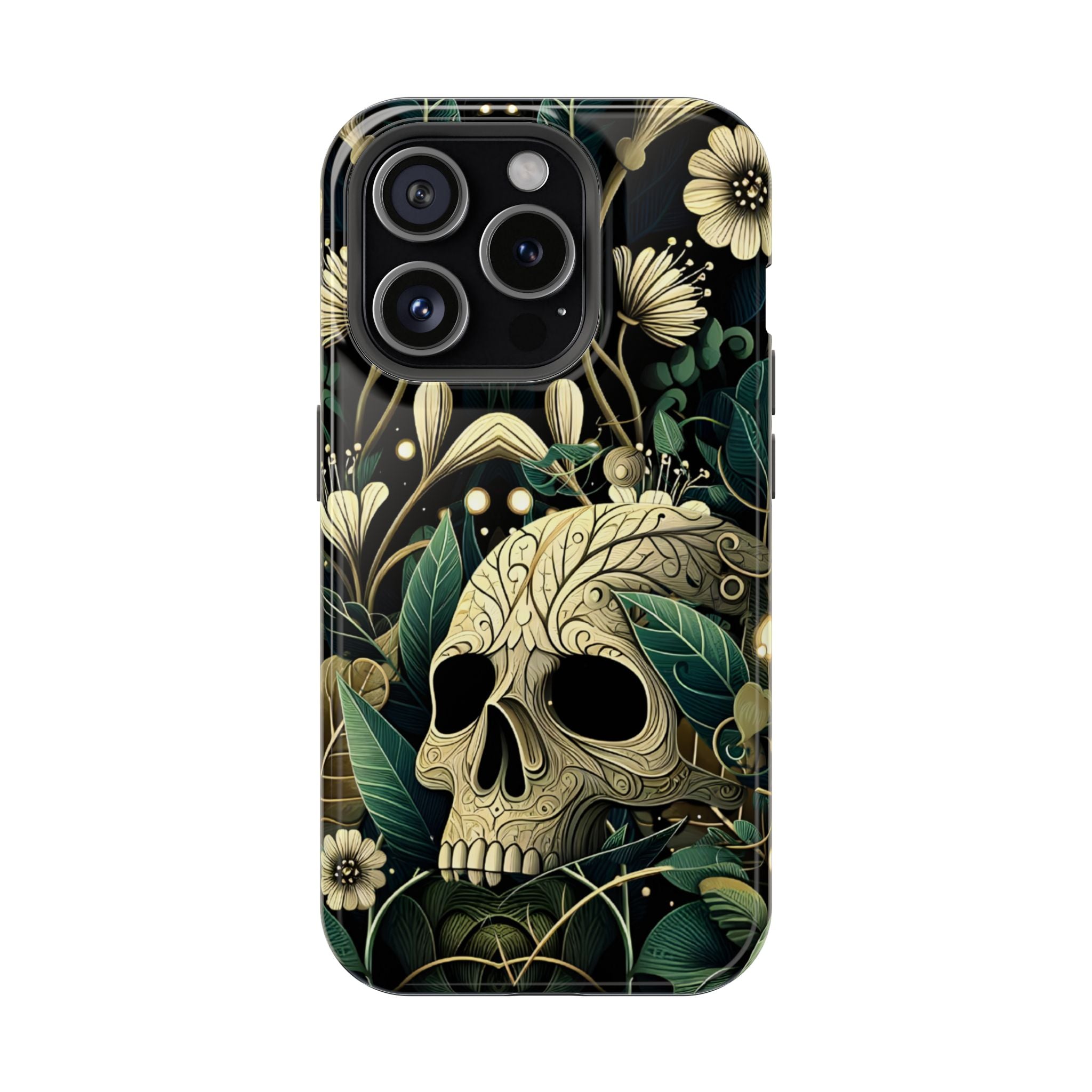 Floral Skull Phone Case – Botanical Gothic MagSafe-Compatible Cover