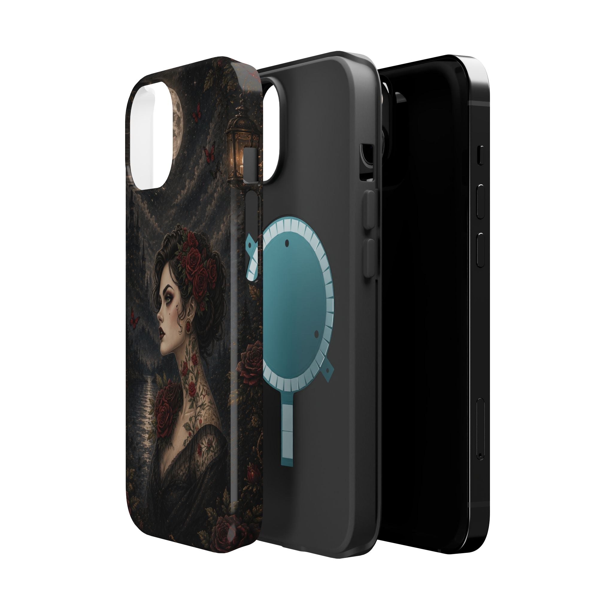 Gothic Rose Portrait Phone Case – Dark Romance MagSafe-Compatible Cover