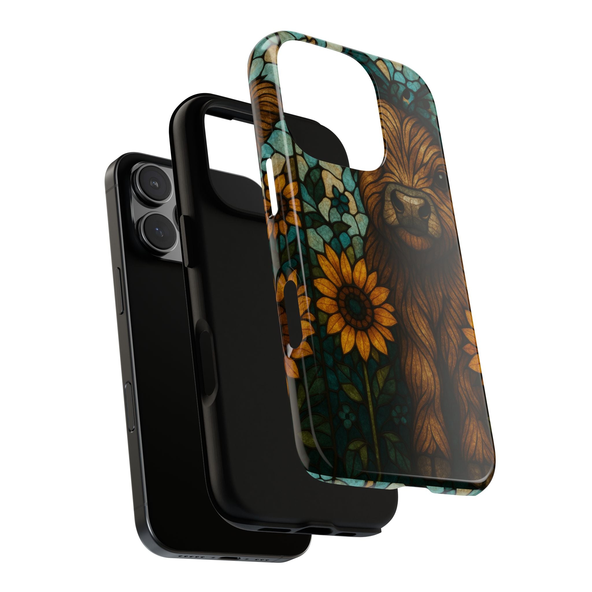 Stained Glass Baby Cow Phone Case – Sunflower Farmhouse Animal Design