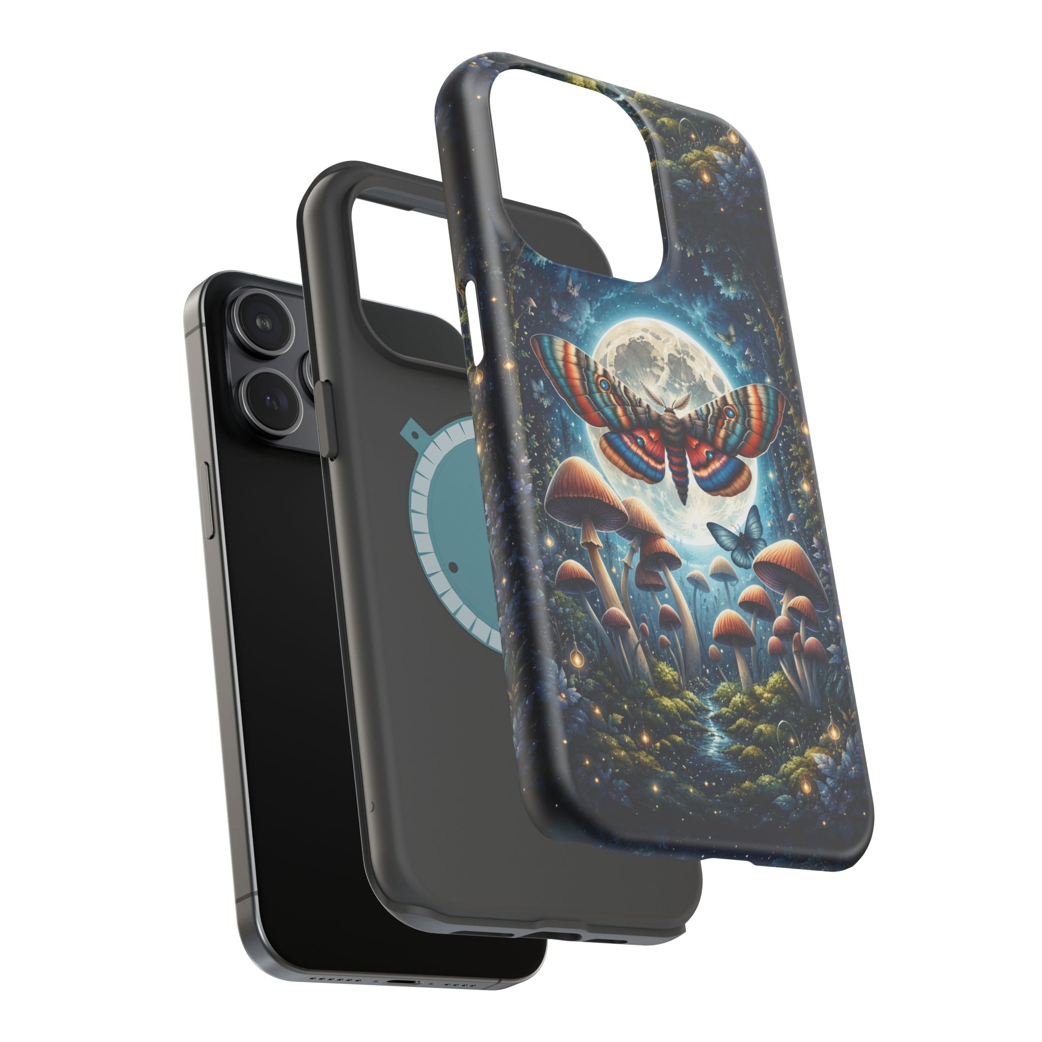 Mystic Moth Moon Phone Case – Whimsical MagSafe-Compatible Cover