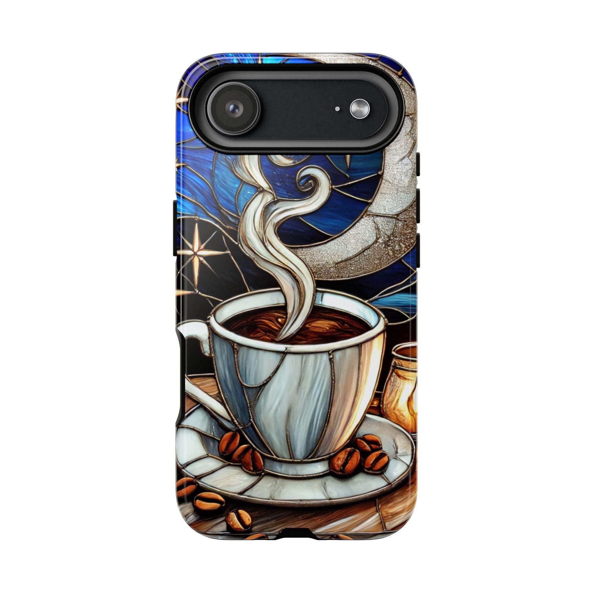 Stained Glass Coffee Phone Case – Cozy Artistic Design for Coffee Lovers