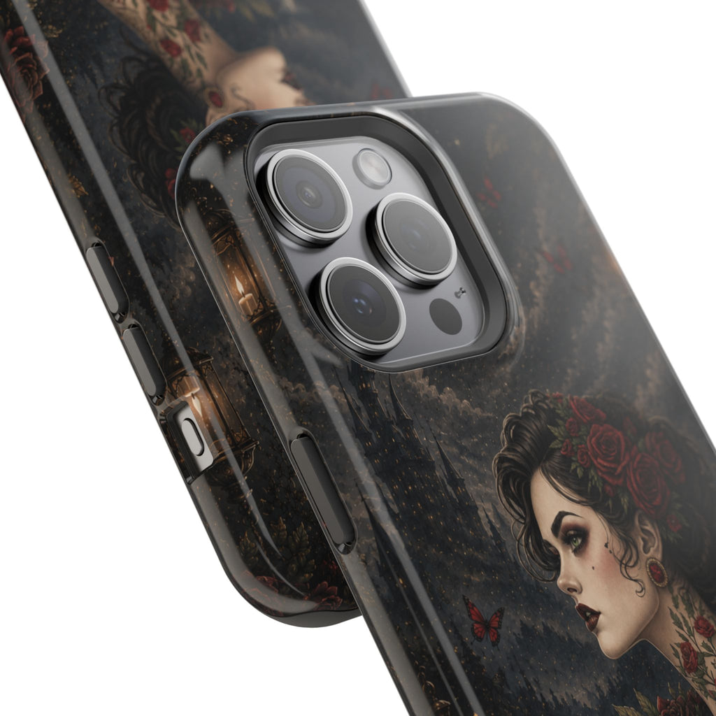 Gothic Rose Portrait Phone Case – Dark Romance MagSafe-Compatible Cover