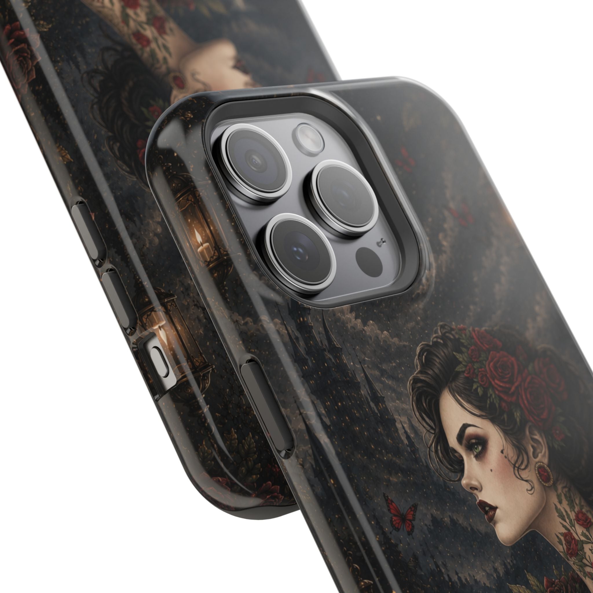 Gothic Rose Portrait Phone Case – Dark Romance MagSafe-Compatible Cover