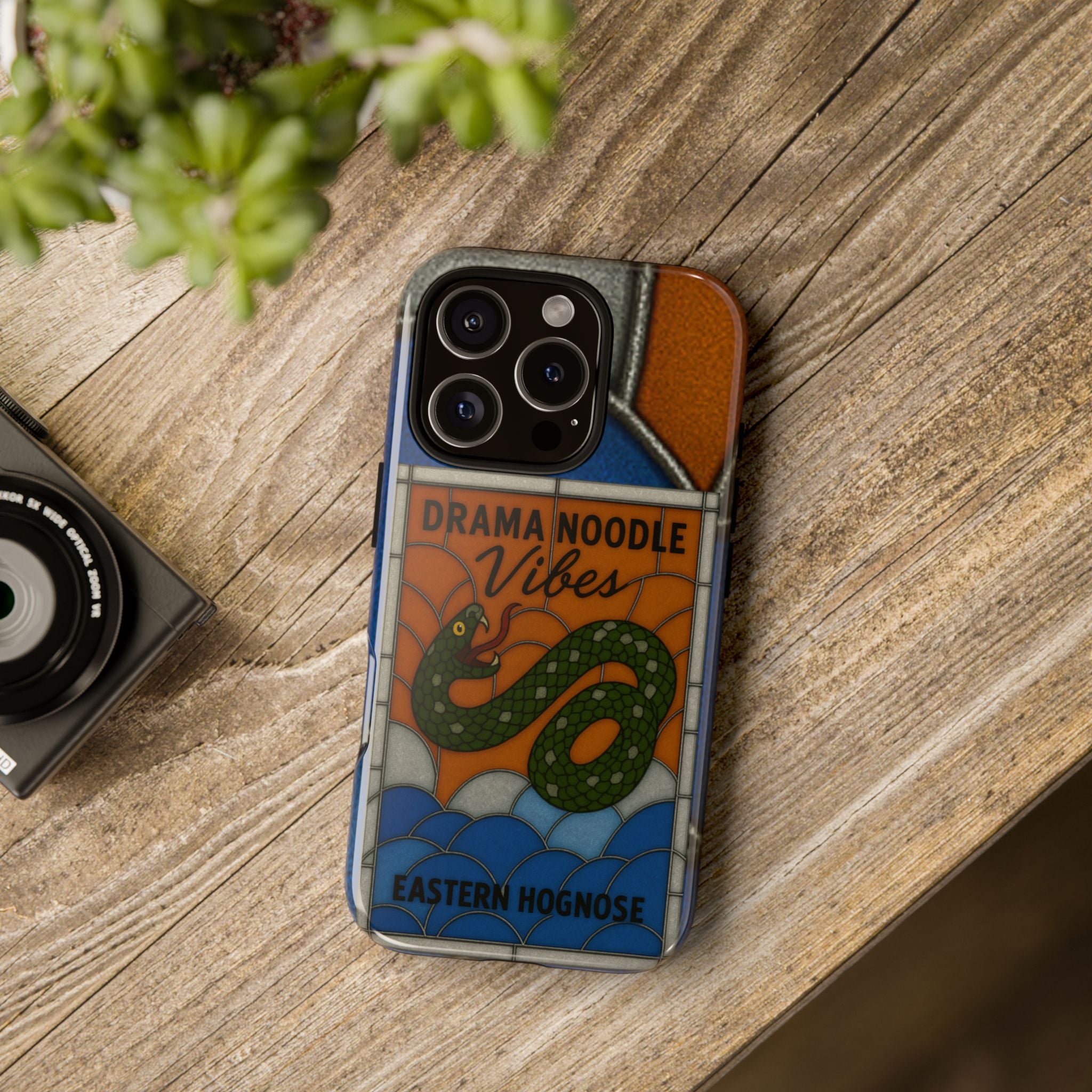 Stained Glass Snake Phone Case – Vibrant Drama Noodle Aesthetic Cover