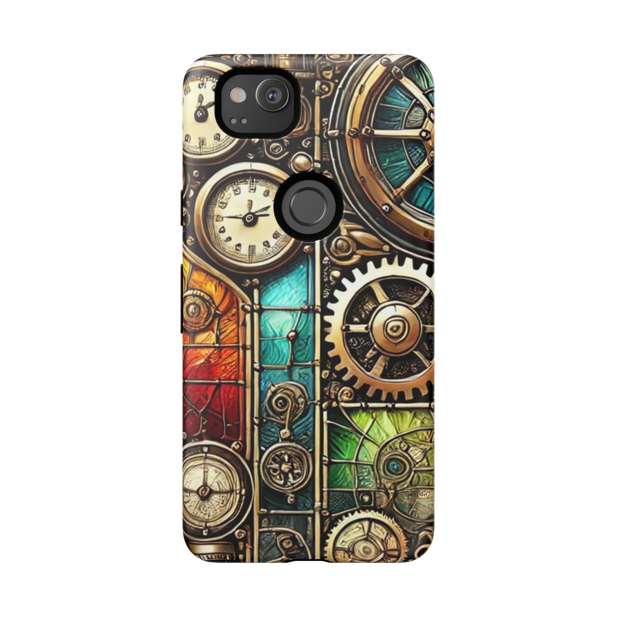 Steampunk Faux Stained Glass Android Phone Case – 3D Full-Wrap Protective Cover with TPU Liner