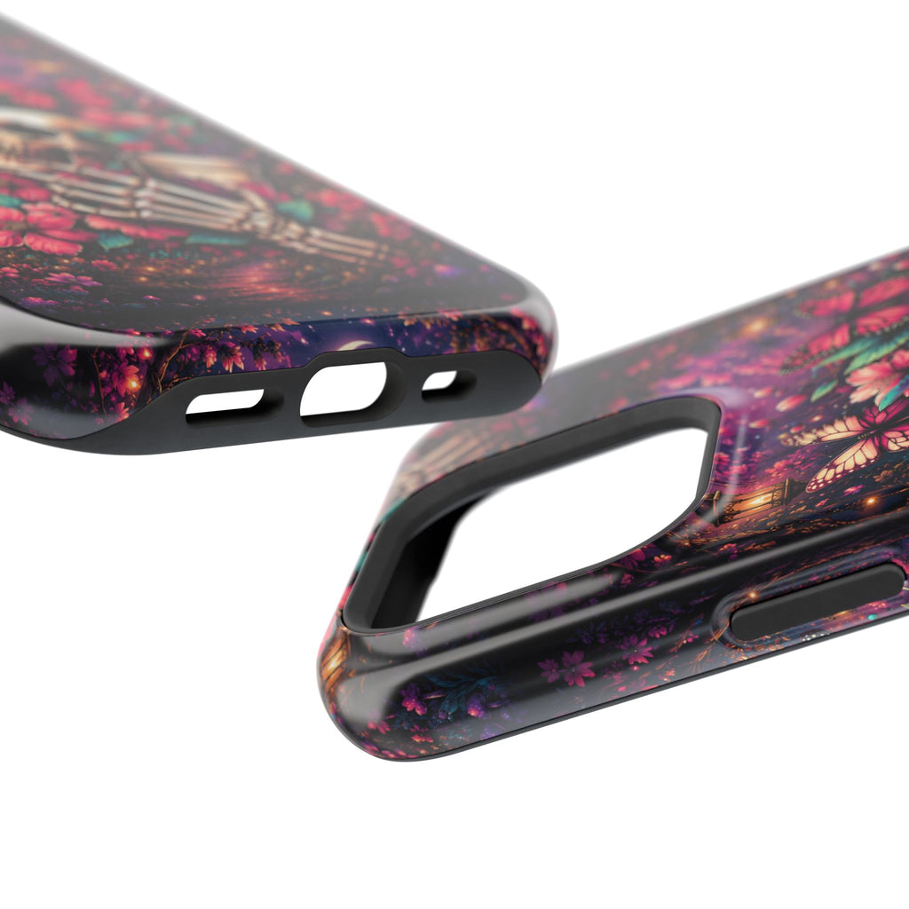 Skull & Butterflies Phone Case – Gothic Floral MagSafe-Compatible Case