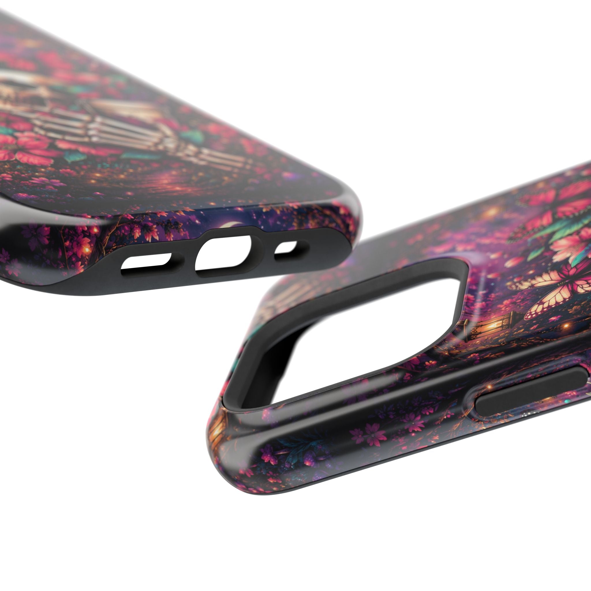 Skull & Butterflies Phone Case – Gothic Floral MagSafe-Compatible Case