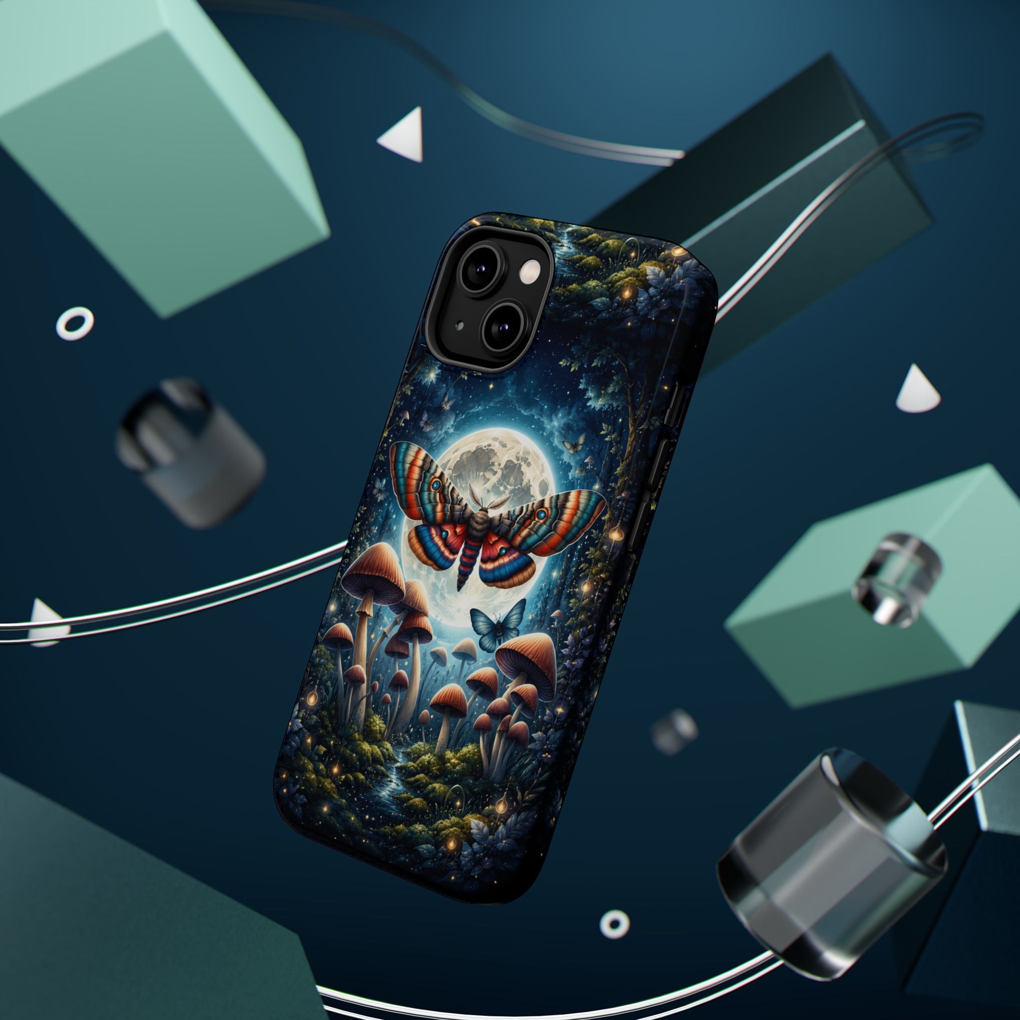 Mystic Moth Moon Phone Case – Whimsical MagSafe-Compatible Cover