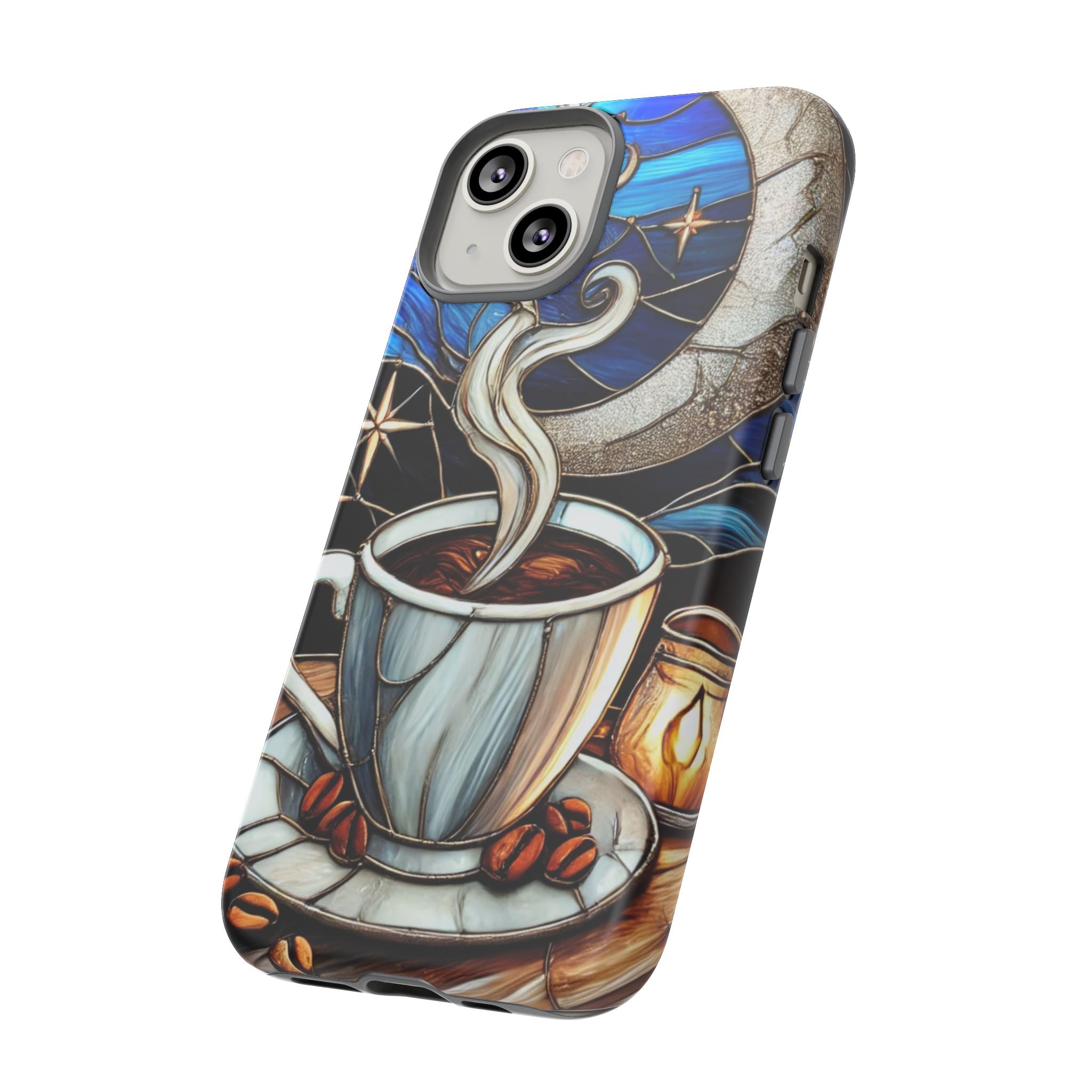 Stained Glass Coffee Phone Case – Cozy Artistic Design for Coffee Lovers