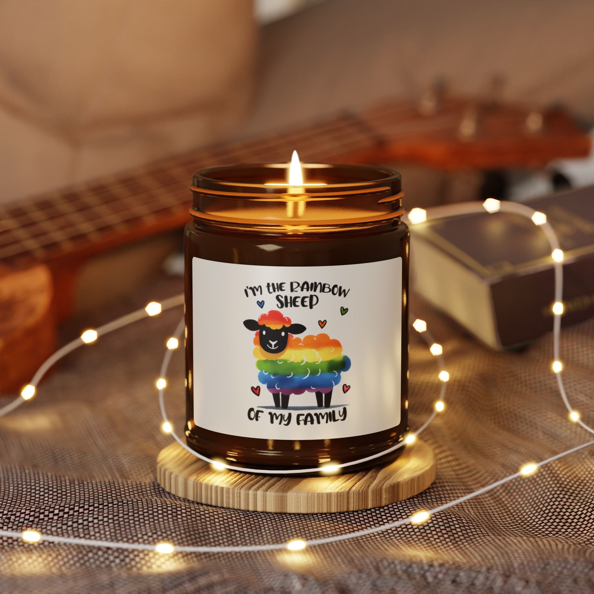 Rainbow Sheep Scented Soy Candle, LGBTQ Inclusive Statement Gift Candle For Friend, Graduation Present from Mom Dad Family Pride Celebration