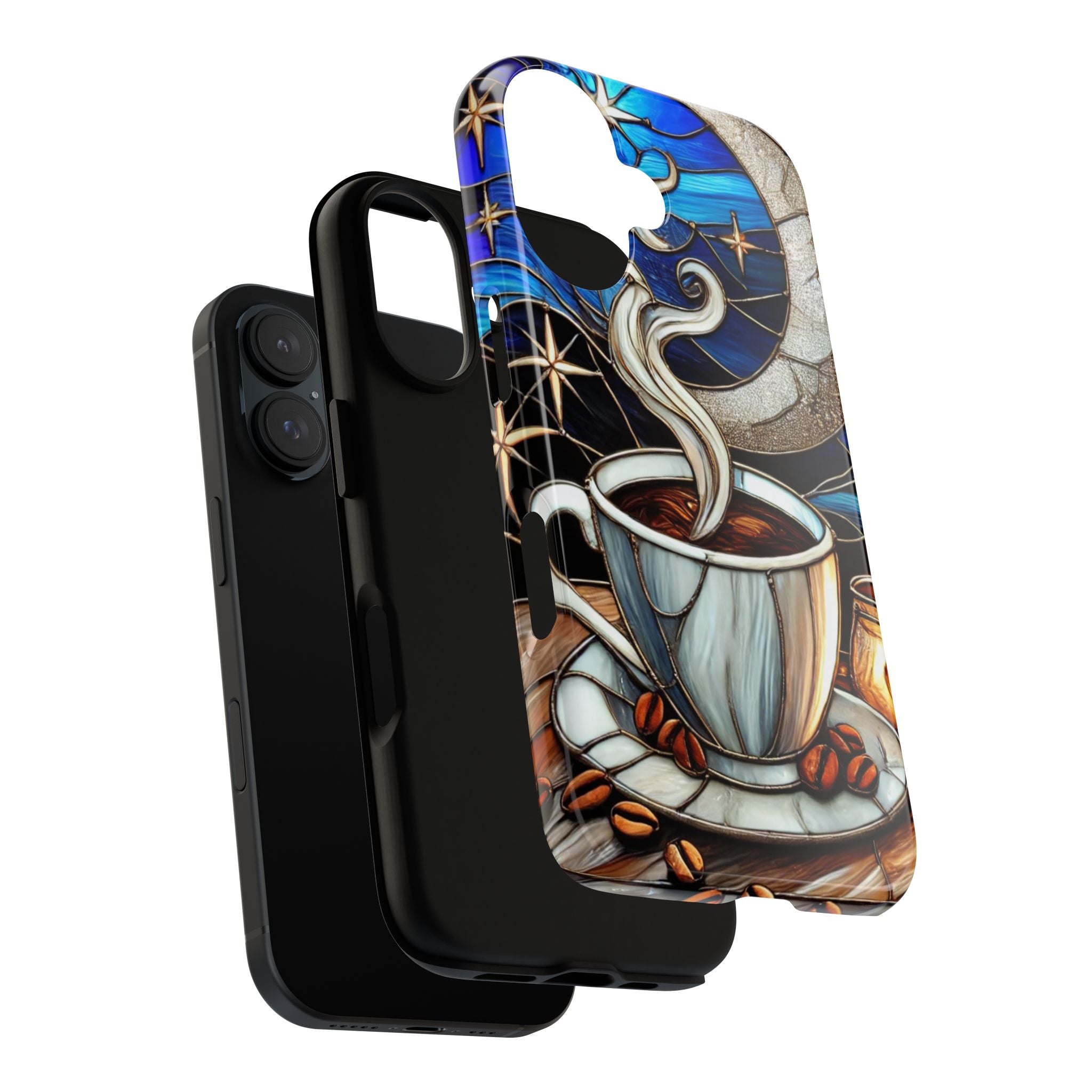 Stained Glass Coffee Phone Case – Cozy Artistic Design for Coffee Lovers