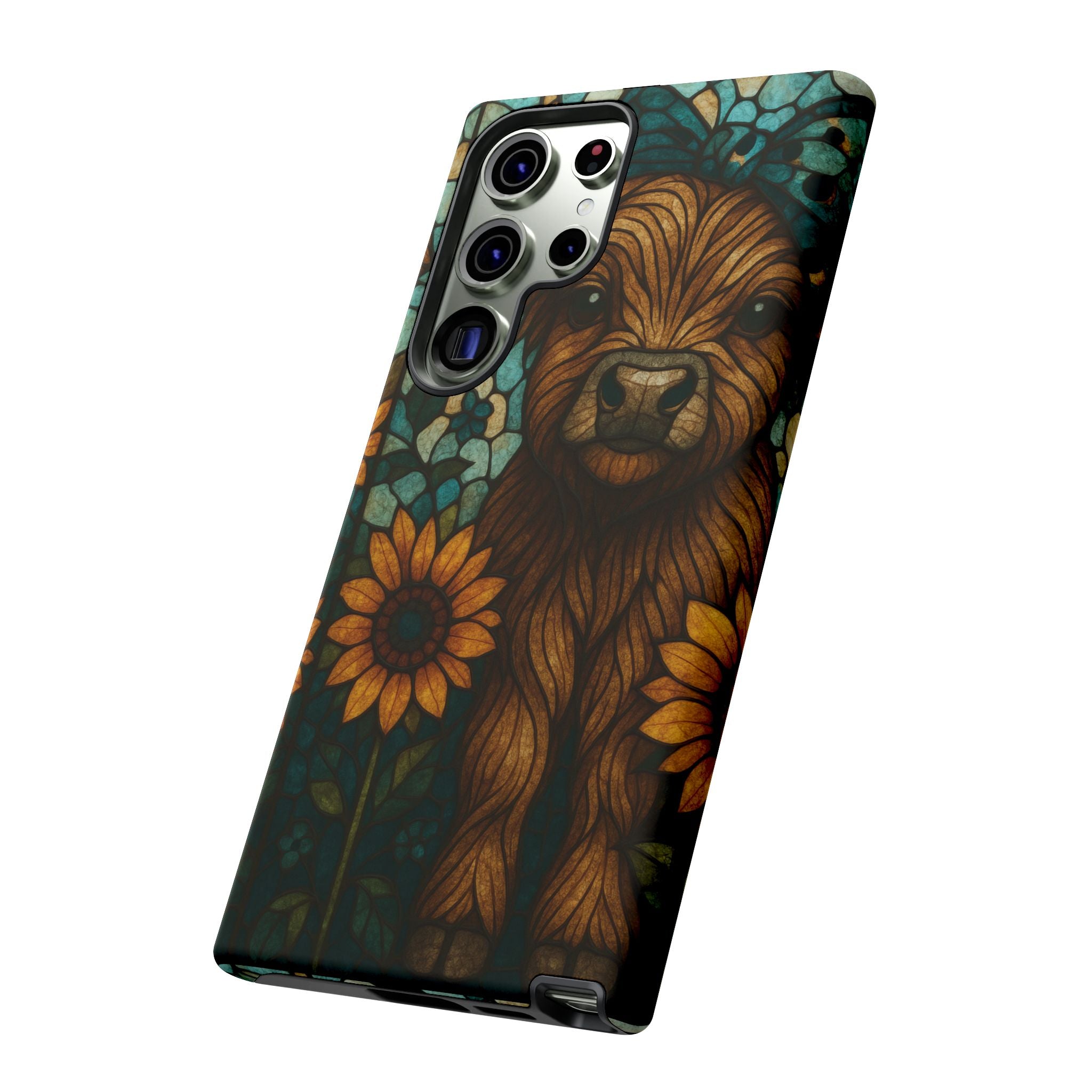 Stained Glass Baby Cow Phone Case – Sunflower Farmhouse Animal Design