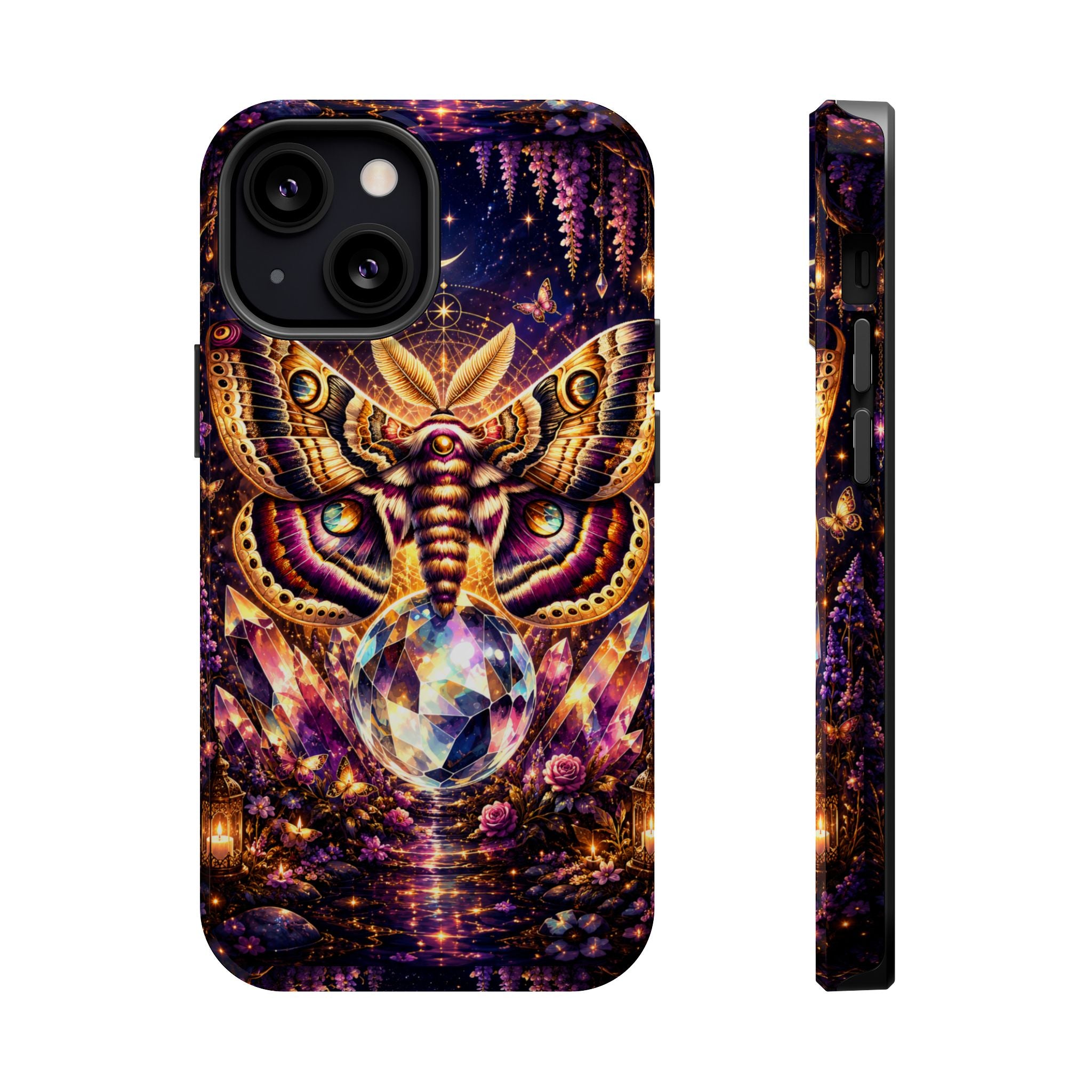 Mystic Moth Crystal Phone Case – Jewel-Toned MagSafe-Compatible Cover