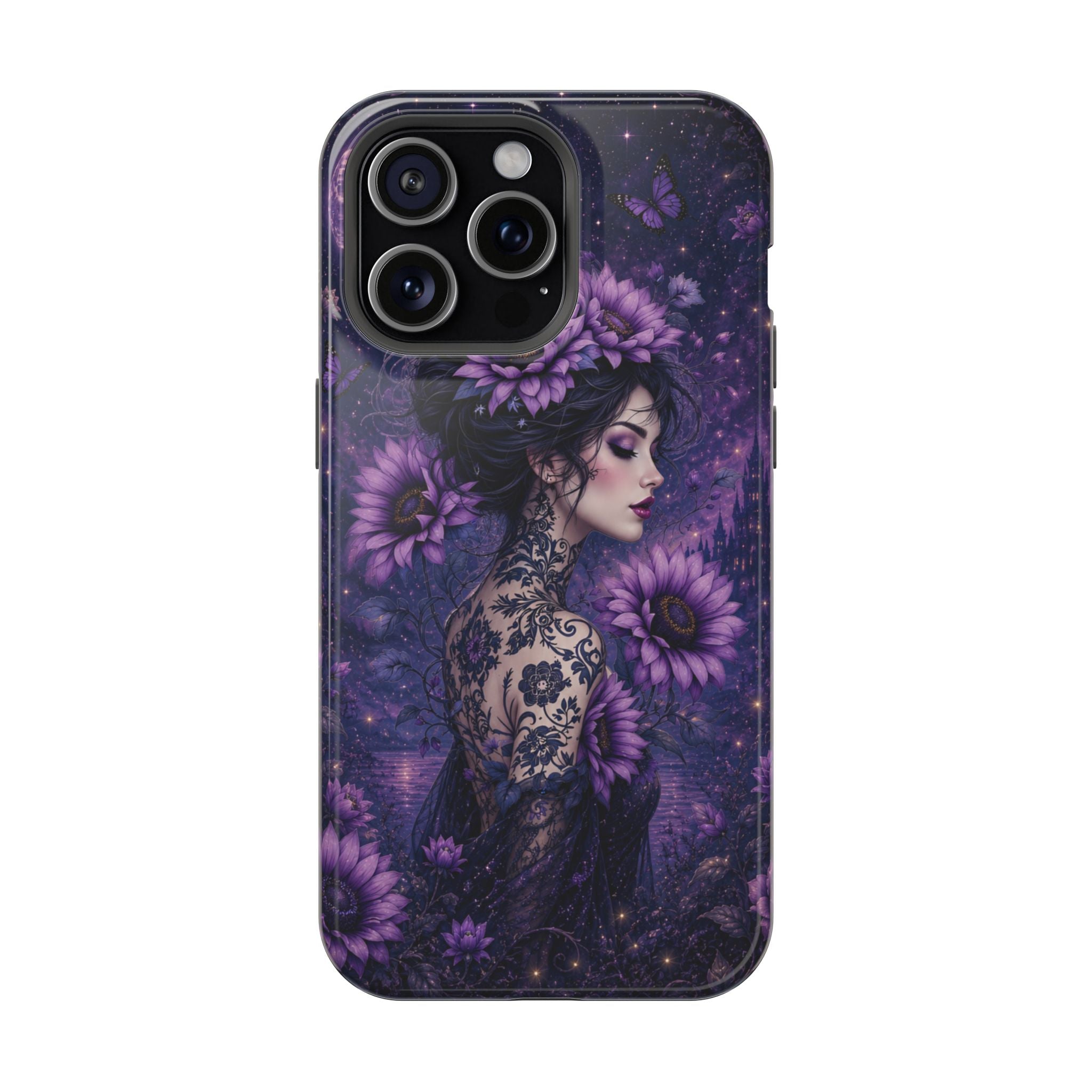 Gothic Floral Woman Phone Case – Dark Botanical MagSafe-Compatible Cover