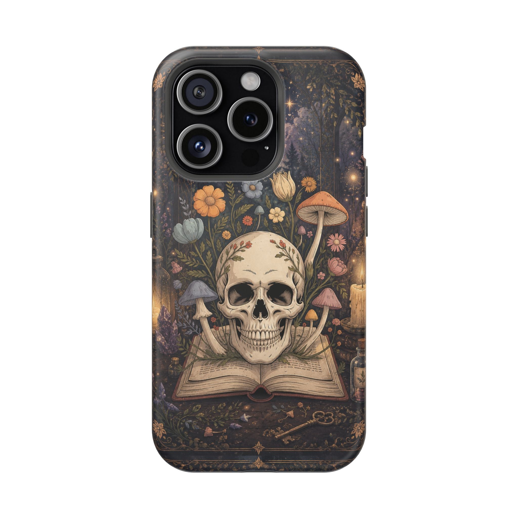 Skull & Mushroom Phone Case – Gothic MagSafe-Compatible Impact-Resistant Case