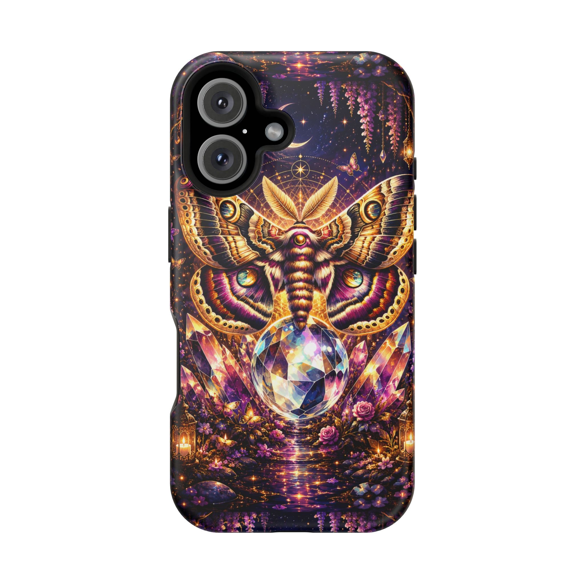 Mystic Moth Crystal Phone Case – Jewel-Toned MagSafe-Compatible Cover