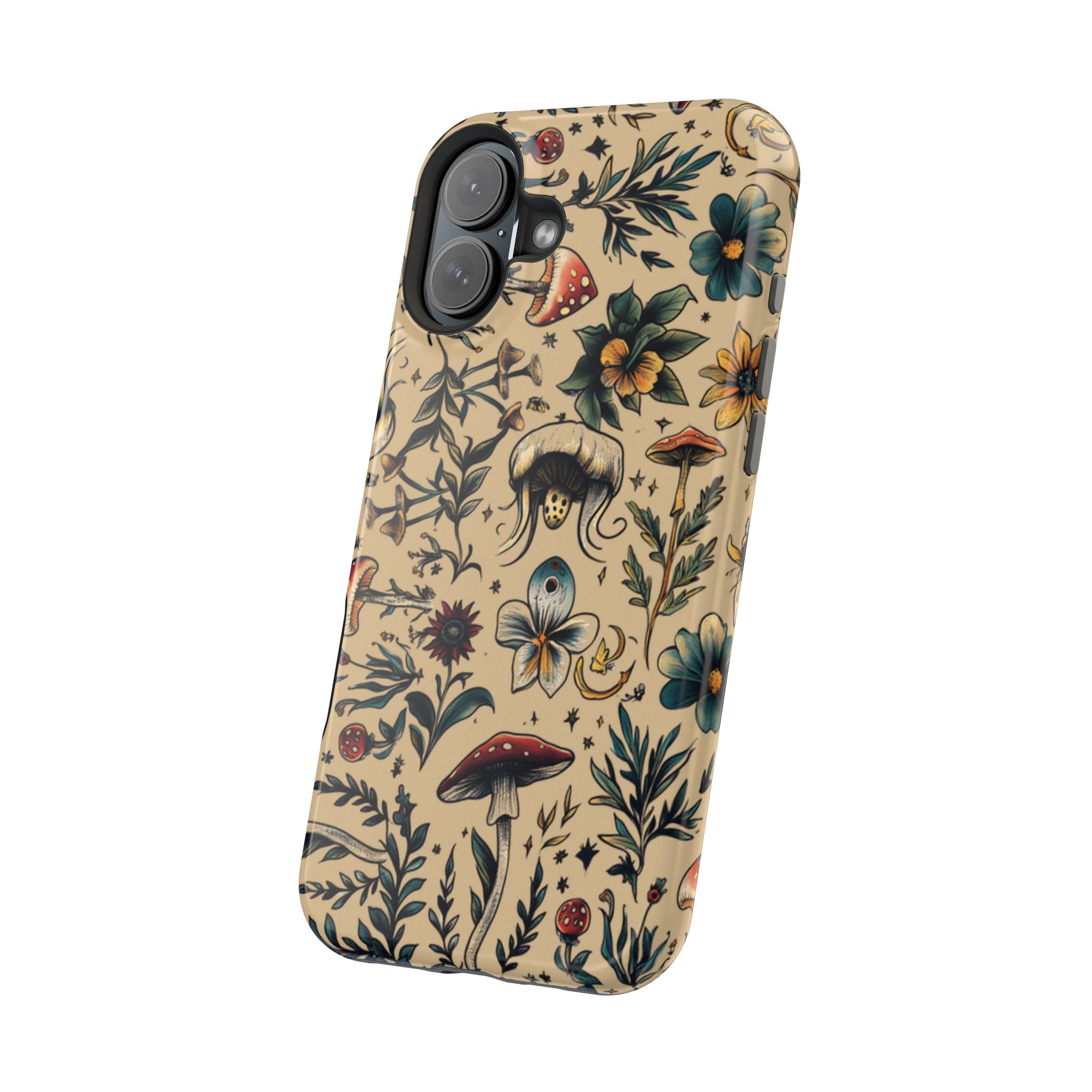 Vintage Botanical Mushroom Phone Case – MagSafe-Compatible Cover