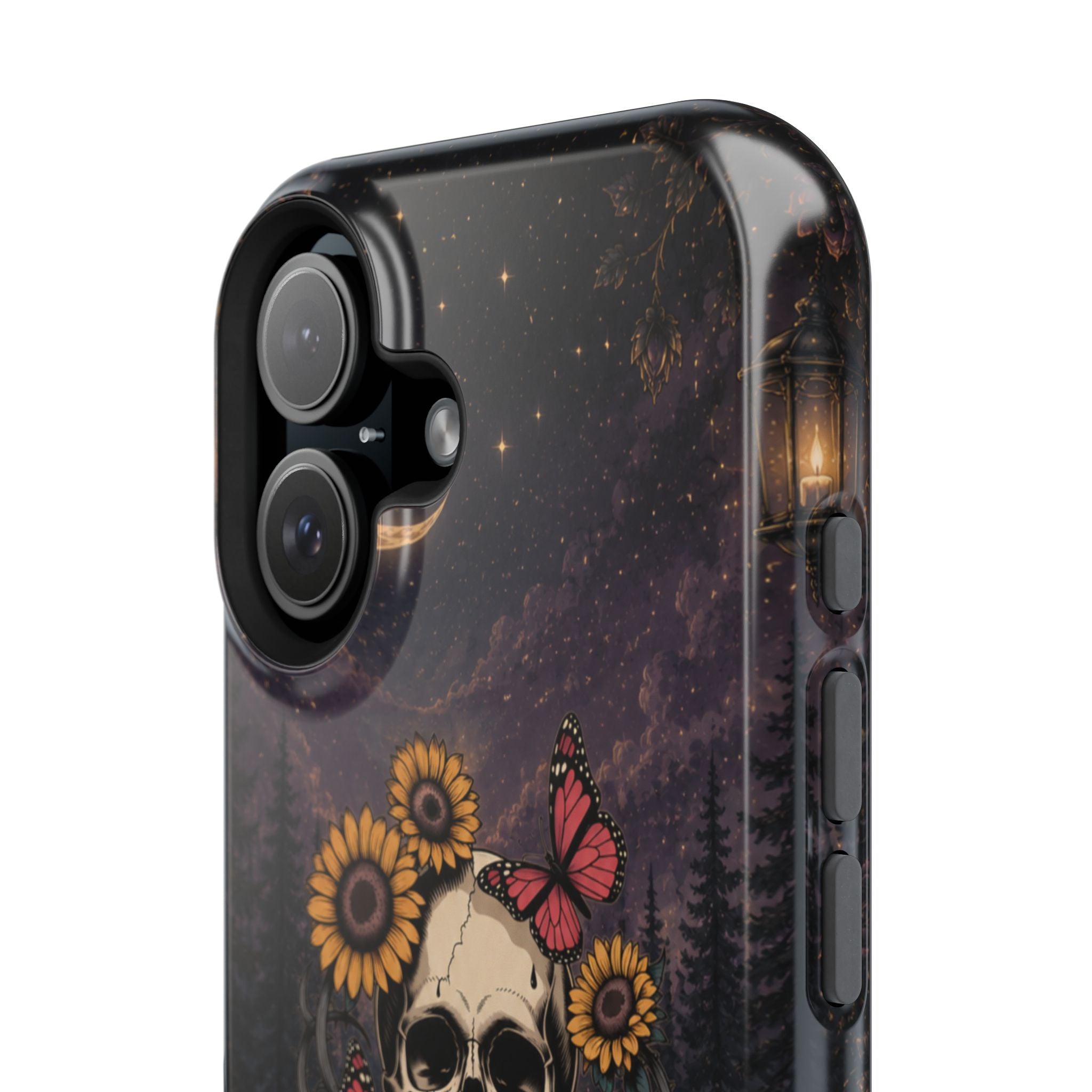 Skull, Sunflowers & Butterflies Phone Case – "Beautifully Twisted" MagSafe Cover