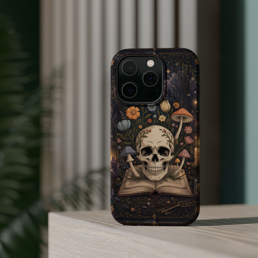 Skull & Mushroom Phone Case – Gothic MagSafe-Compatible Impact-Resistant Case