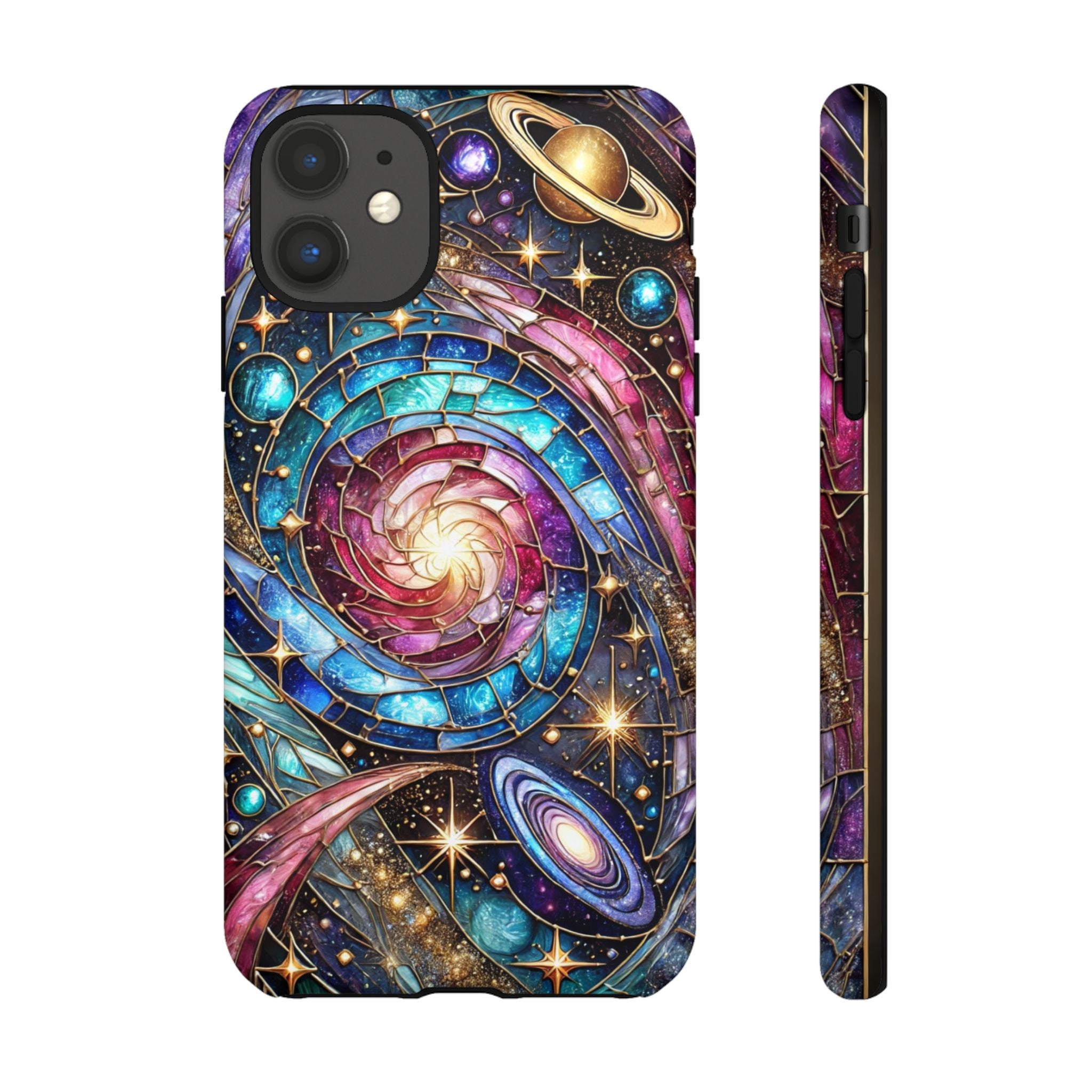 Galaxy Swirl Stained Glass Phone Case – Cosmic Celestial Cover