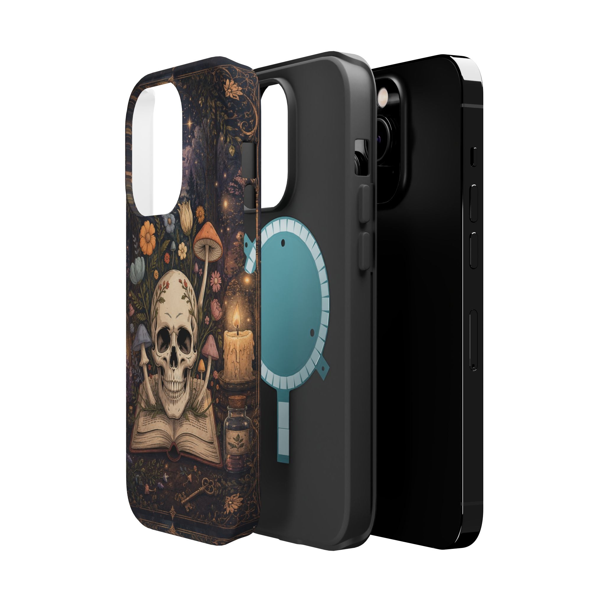Skull & Mushroom Phone Case – Gothic MagSafe-Compatible Impact-Resistant Case