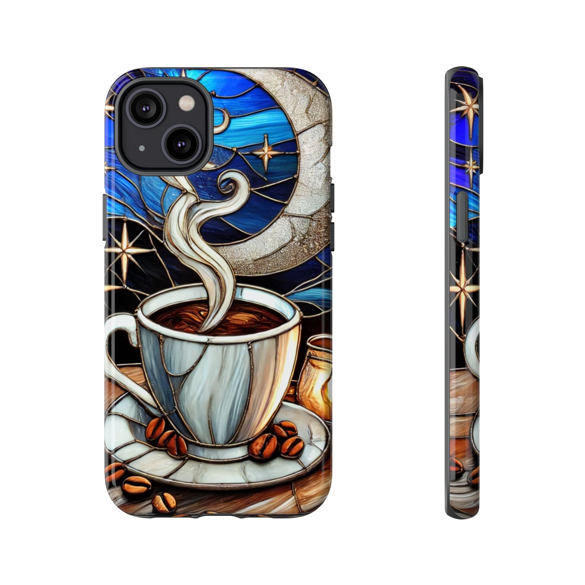 Stained Glass Coffee Phone Case – Cozy Artistic Design for Coffee Lovers