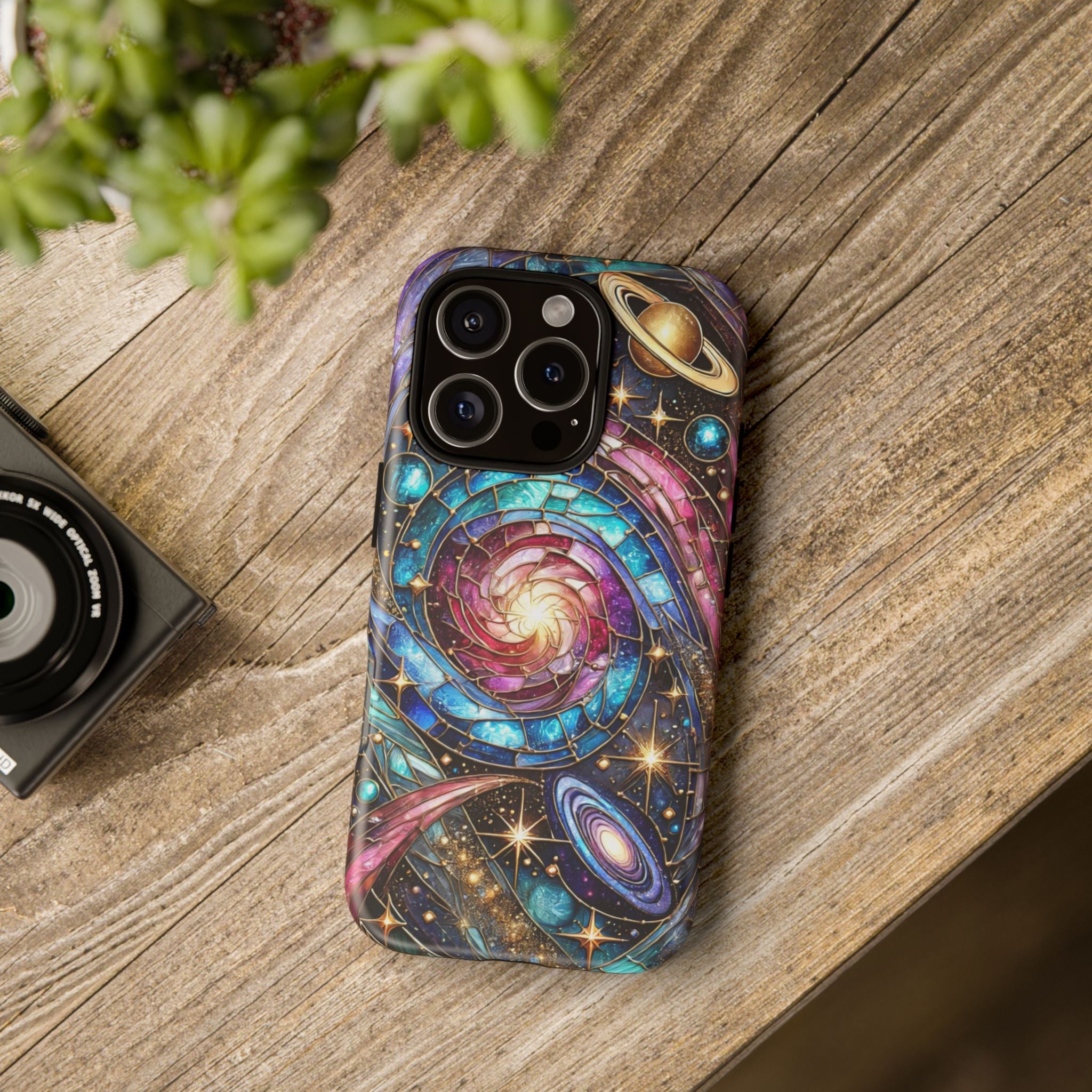 Galaxy Swirl Stained Glass Phone Case – Cosmic Celestial Cover