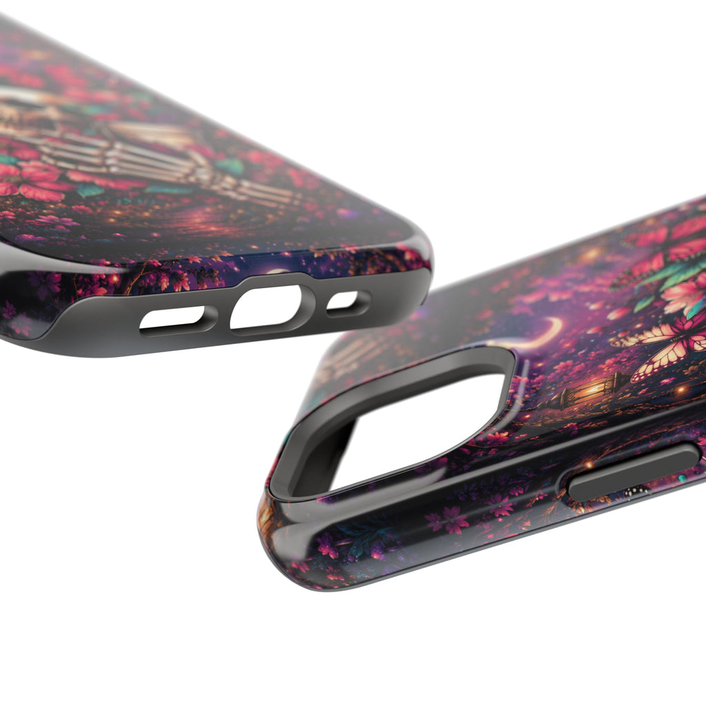 Skull & Butterflies Phone Case – Gothic Floral MagSafe-Compatible Case