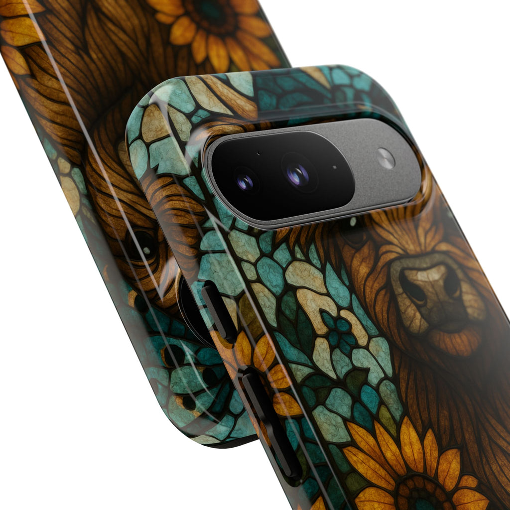 Stained Glass Baby Cow Phone Case – Sunflower Farmhouse Animal Design