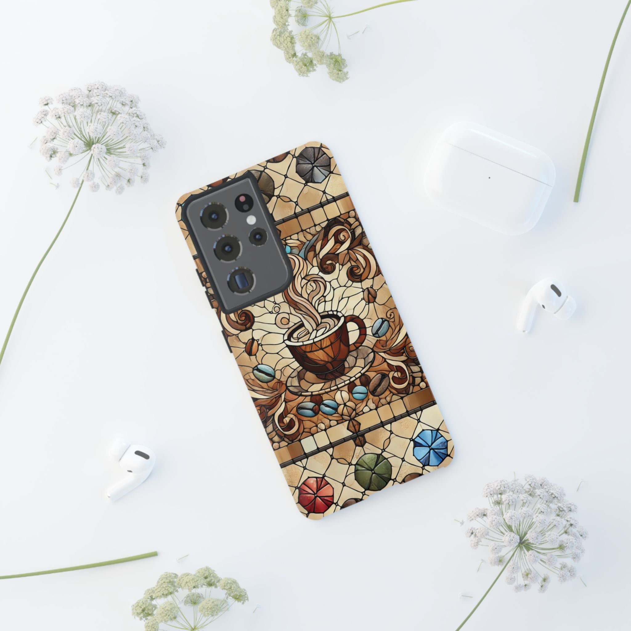 Stained Glass Coffee Android Phone Case – Shockproof TPU, 3D Wrap