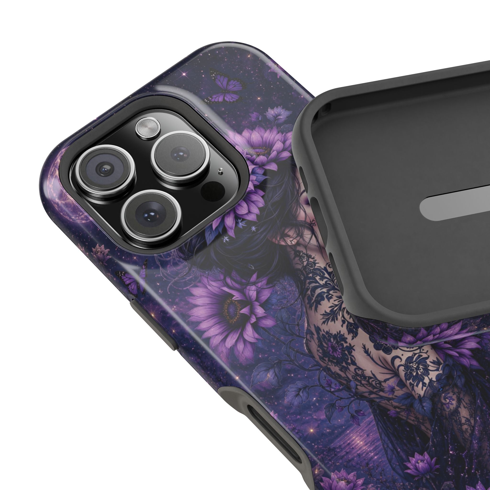 Gothic Floral Woman Phone Case – Dark Botanical MagSafe-Compatible Cover
