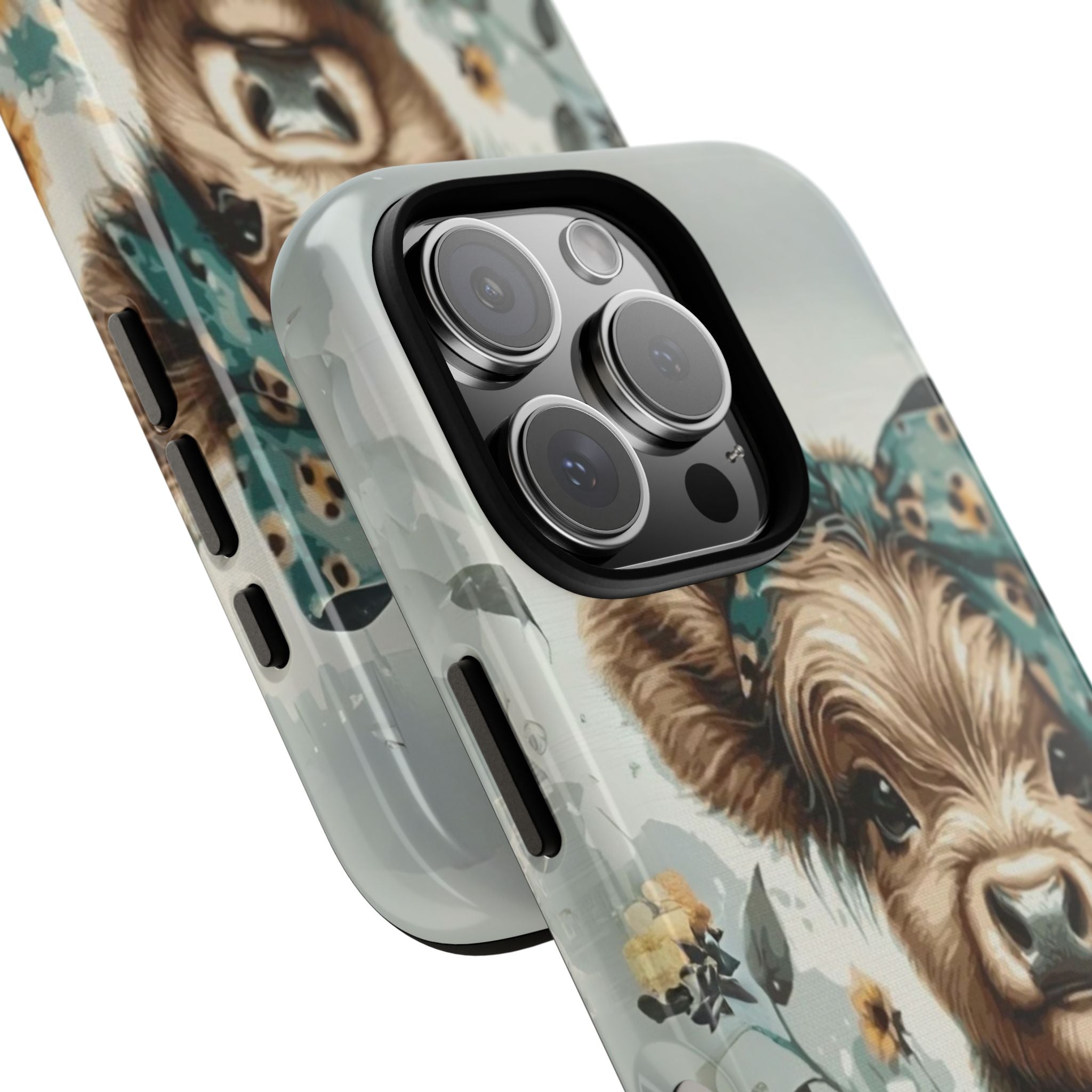 Adorable Cow Phone Case – Floral Farmhouse Design, Cute Animal Lover Gift