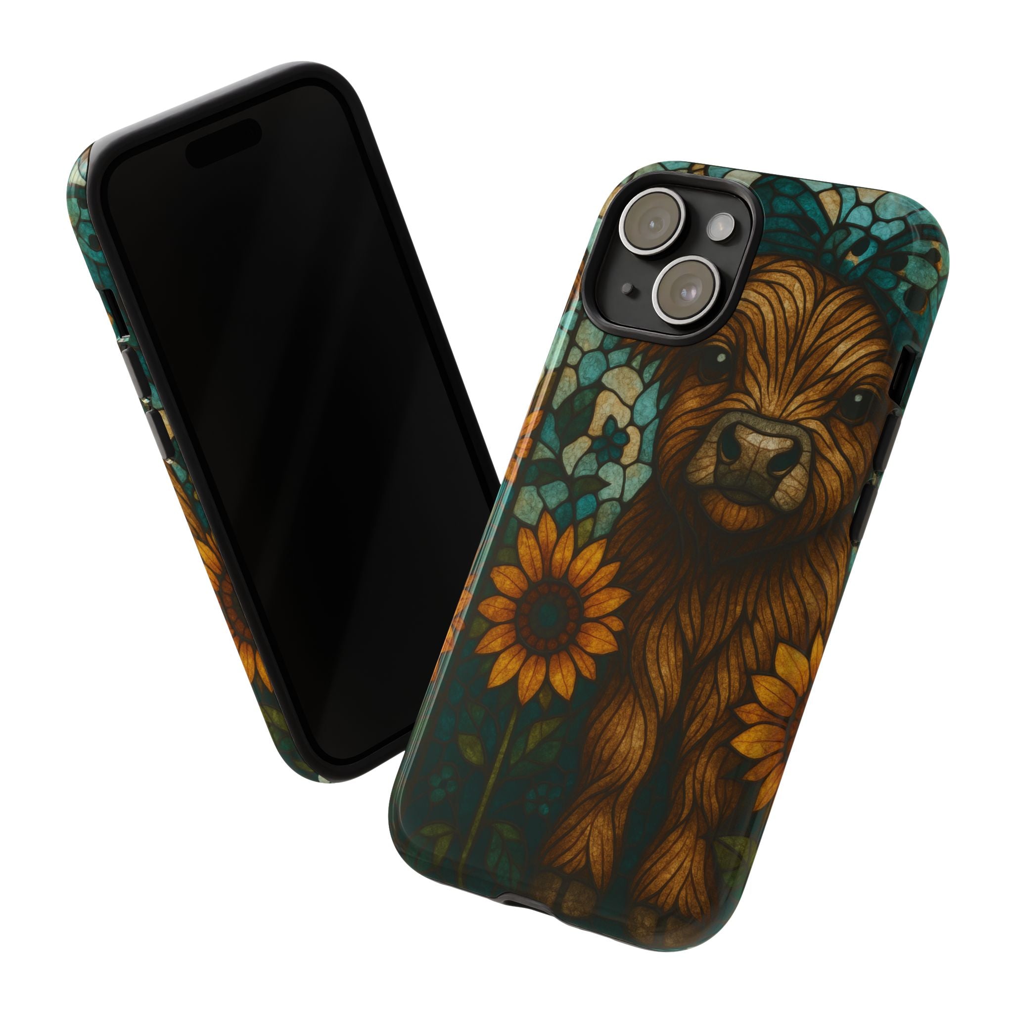 Stained Glass Baby Cow Phone Case – Sunflower Farmhouse Animal Design