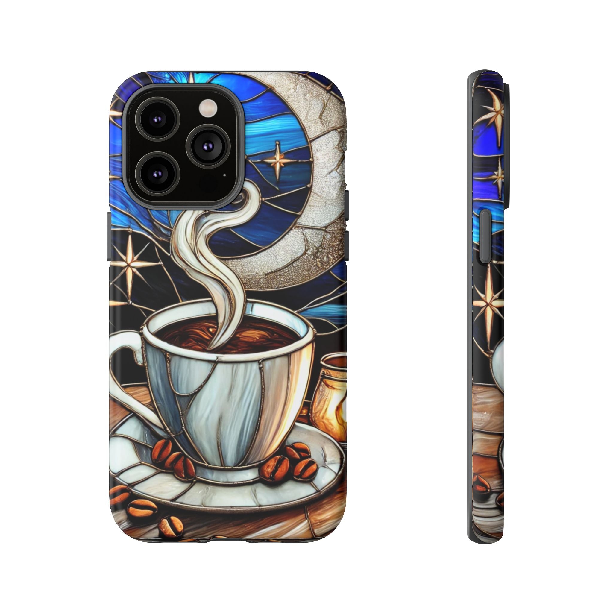 Stained Glass Coffee Phone Case – Cozy Artistic Design for Coffee Lovers