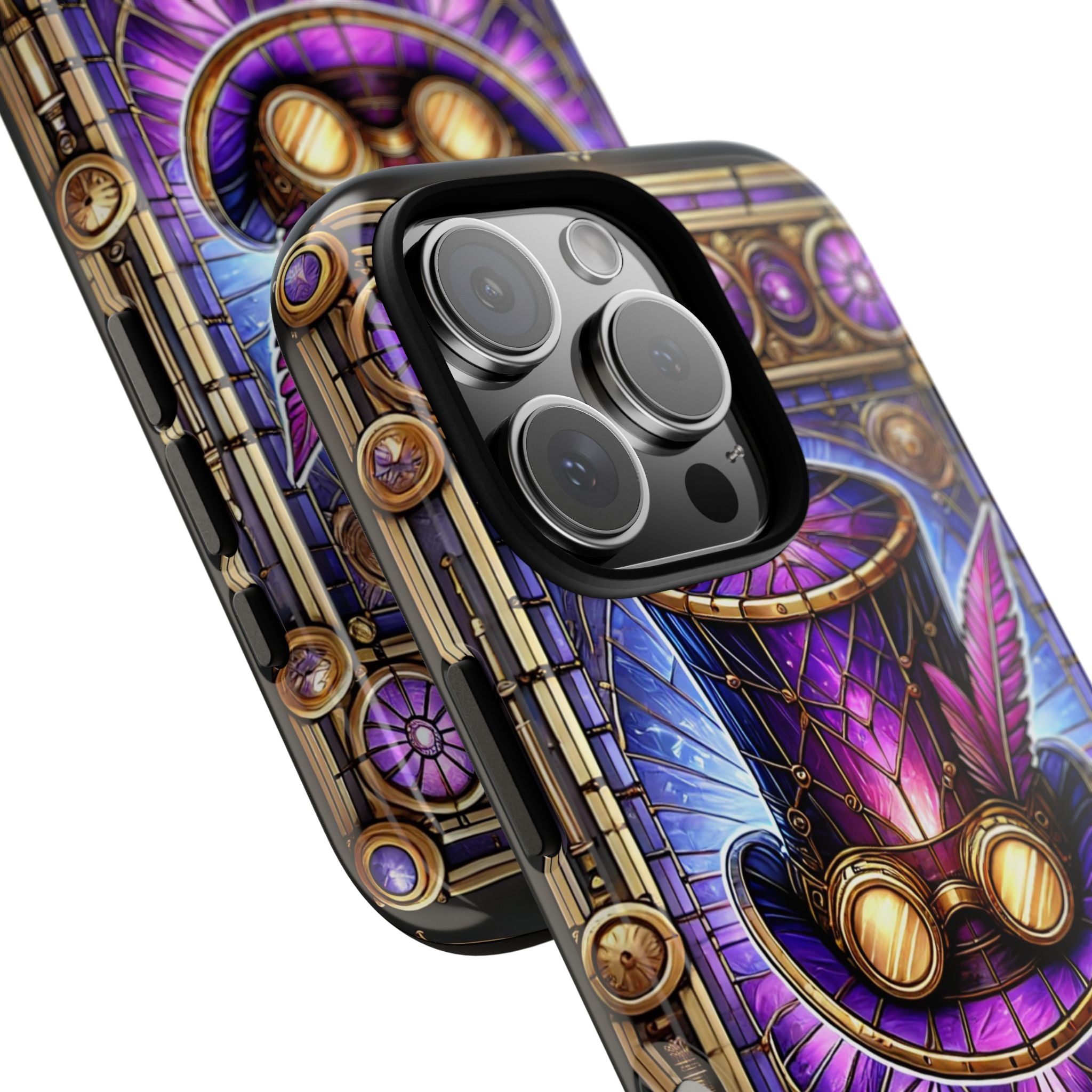 Stained Glass Steampunk iPhone Case – 3D Full-Wrap Protective Phone Cover With TPU Liner