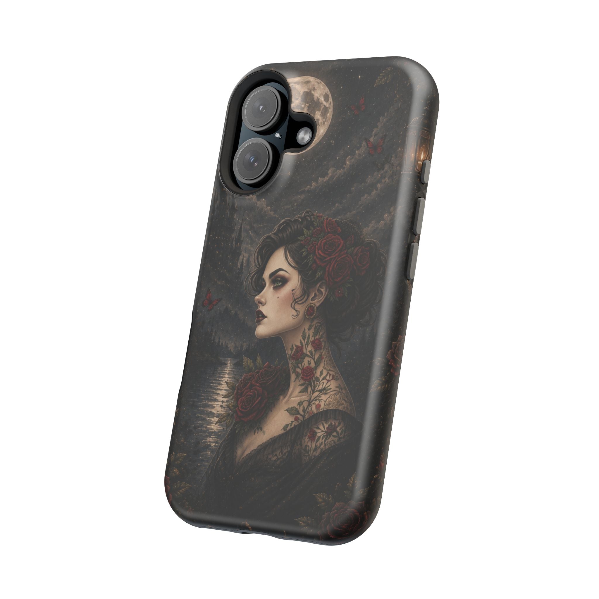 Gothic Rose Portrait Phone Case – Dark Romance MagSafe-Compatible Cover