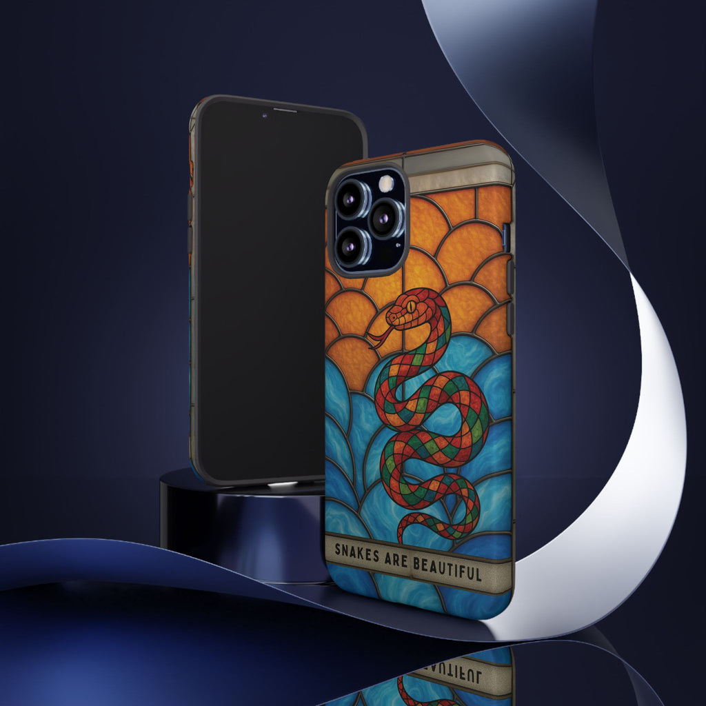 Snakes Are Beautiful Stained Glass Phone Case, Colorful Reptile Design Phone Cover, Nature Lovers Reptile Phone Case, Danger Noodle Case