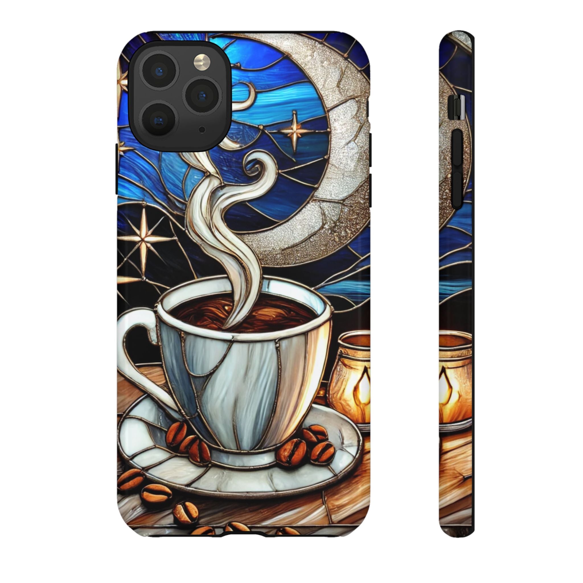 Stained Glass Coffee Phone Case – Cozy Artistic Design for Coffee Lovers