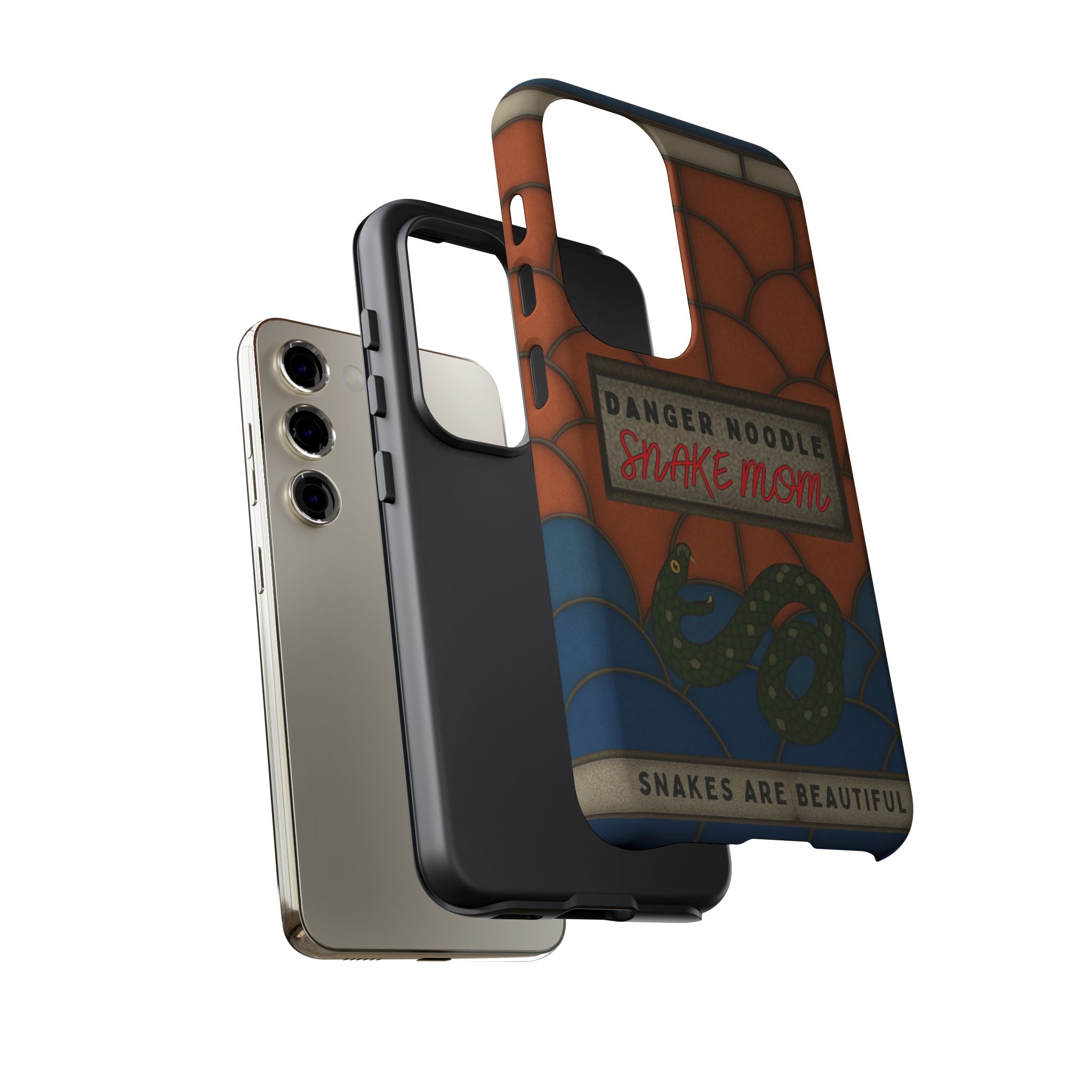 Danger Noodle Snake Mom Phone Case | Snakes Are Beautiful |Stained Glass Snake Art | Funny Snake Lover Gift |  Reptile Mom Phone Cover