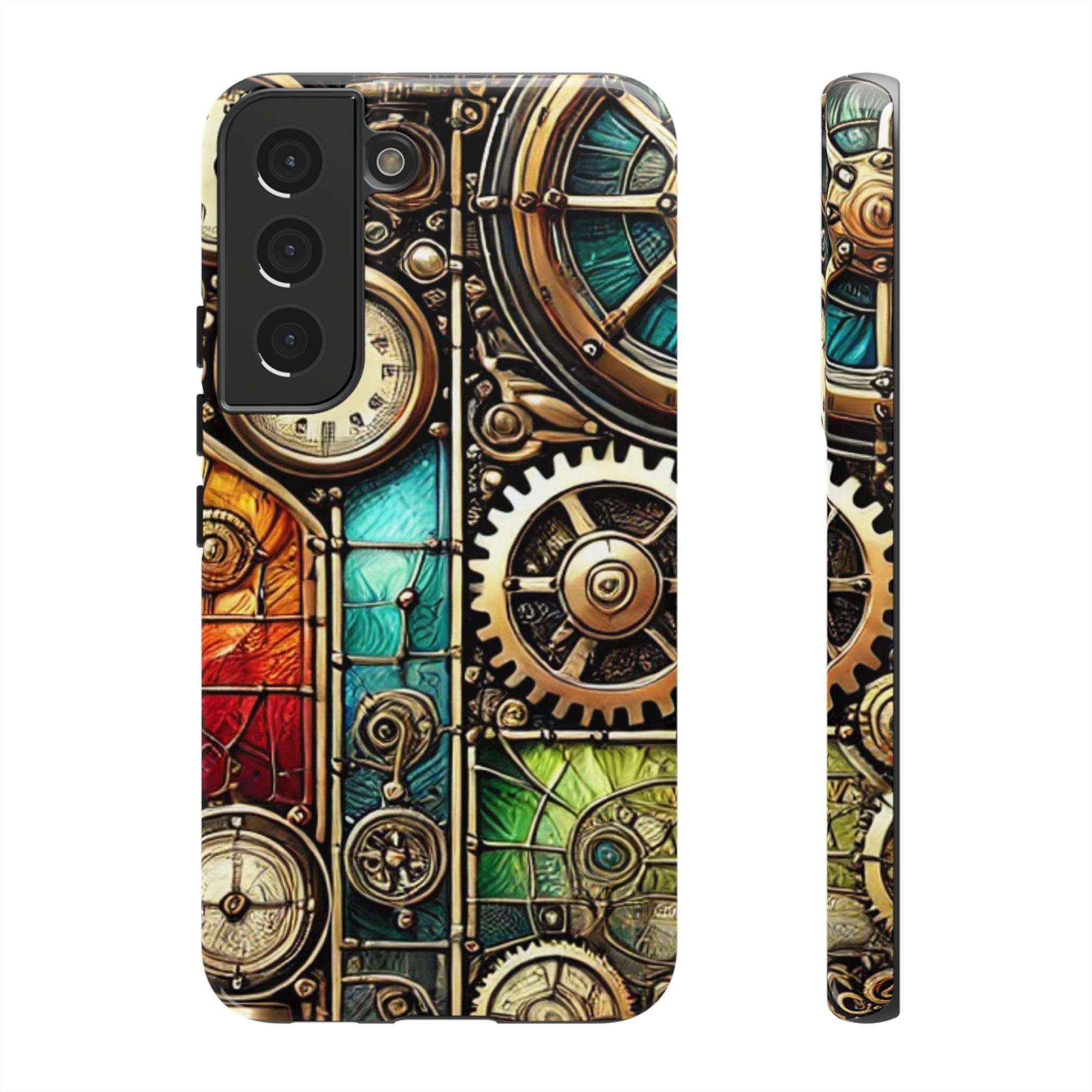 Steampunk Faux Stained Glass Android Phone Case – 3D Full-Wrap Protective Cover with TPU Liner