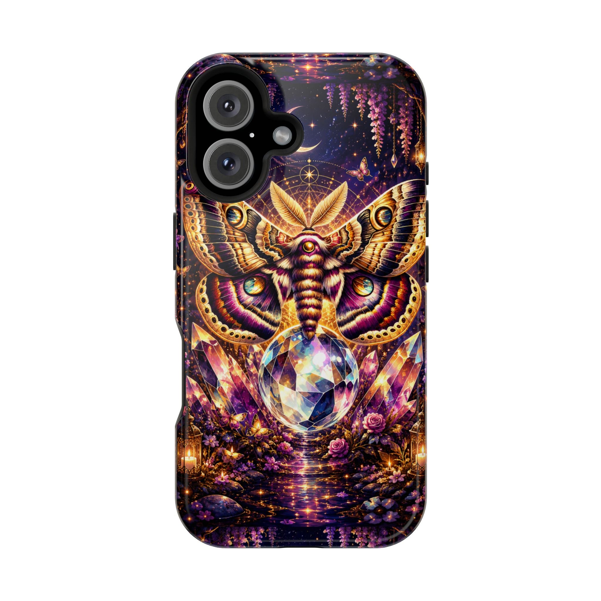 Mystic Moth Crystal Phone Case – Jewel-Toned MagSafe-Compatible Cover